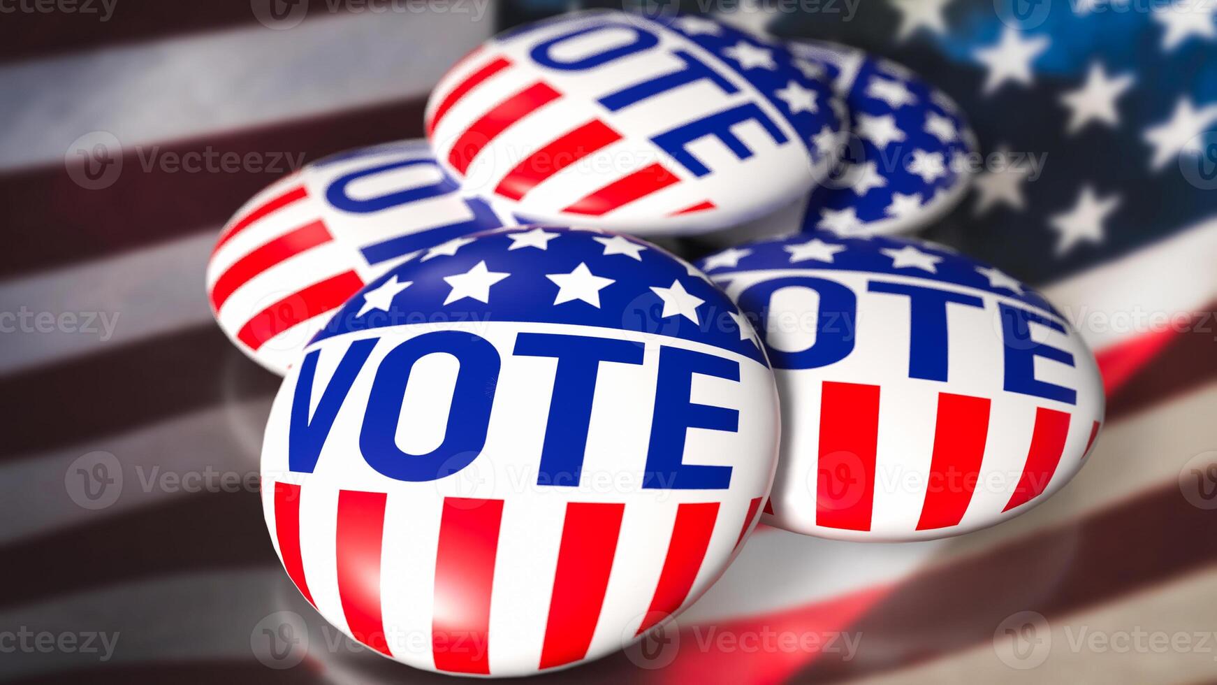 The brooch vote on USA flag for U.S. presidential election concept 3d rendering. photo