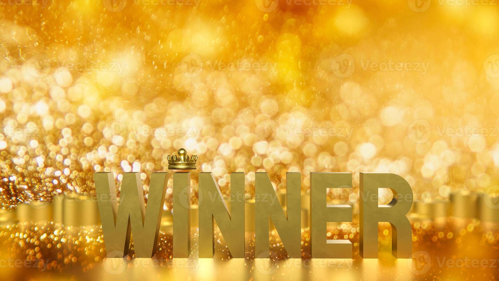 The Gold winner text on bokeh Background for game or casino concept. photo