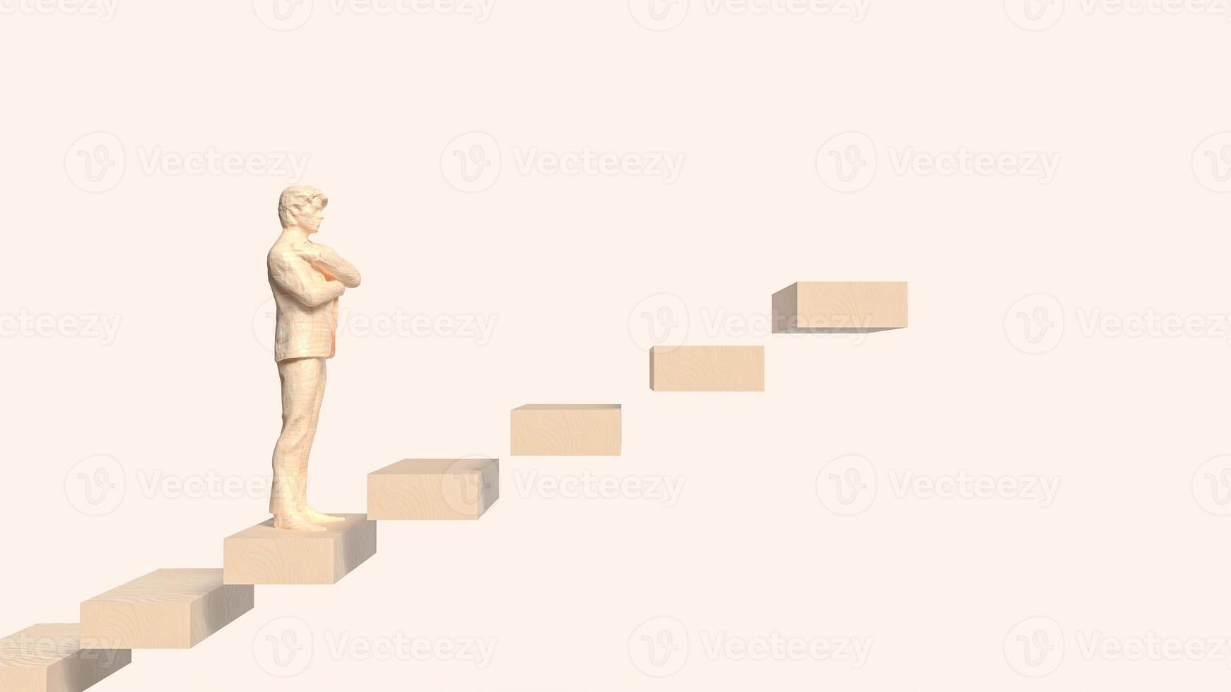 The Man on stair for Business concept 3d rendering. photo