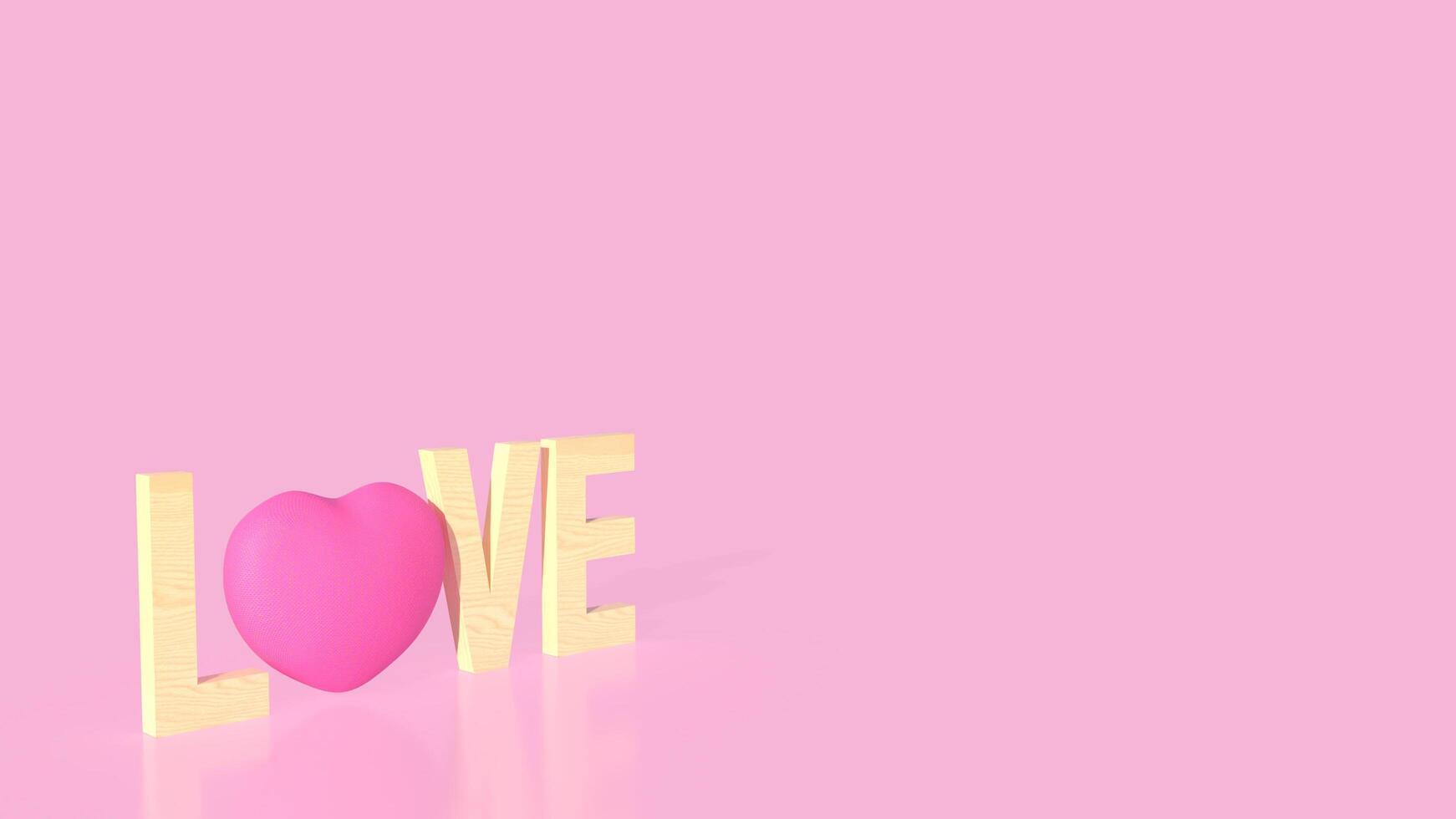 The pink Heart and text for love concept 3d rendering. photo