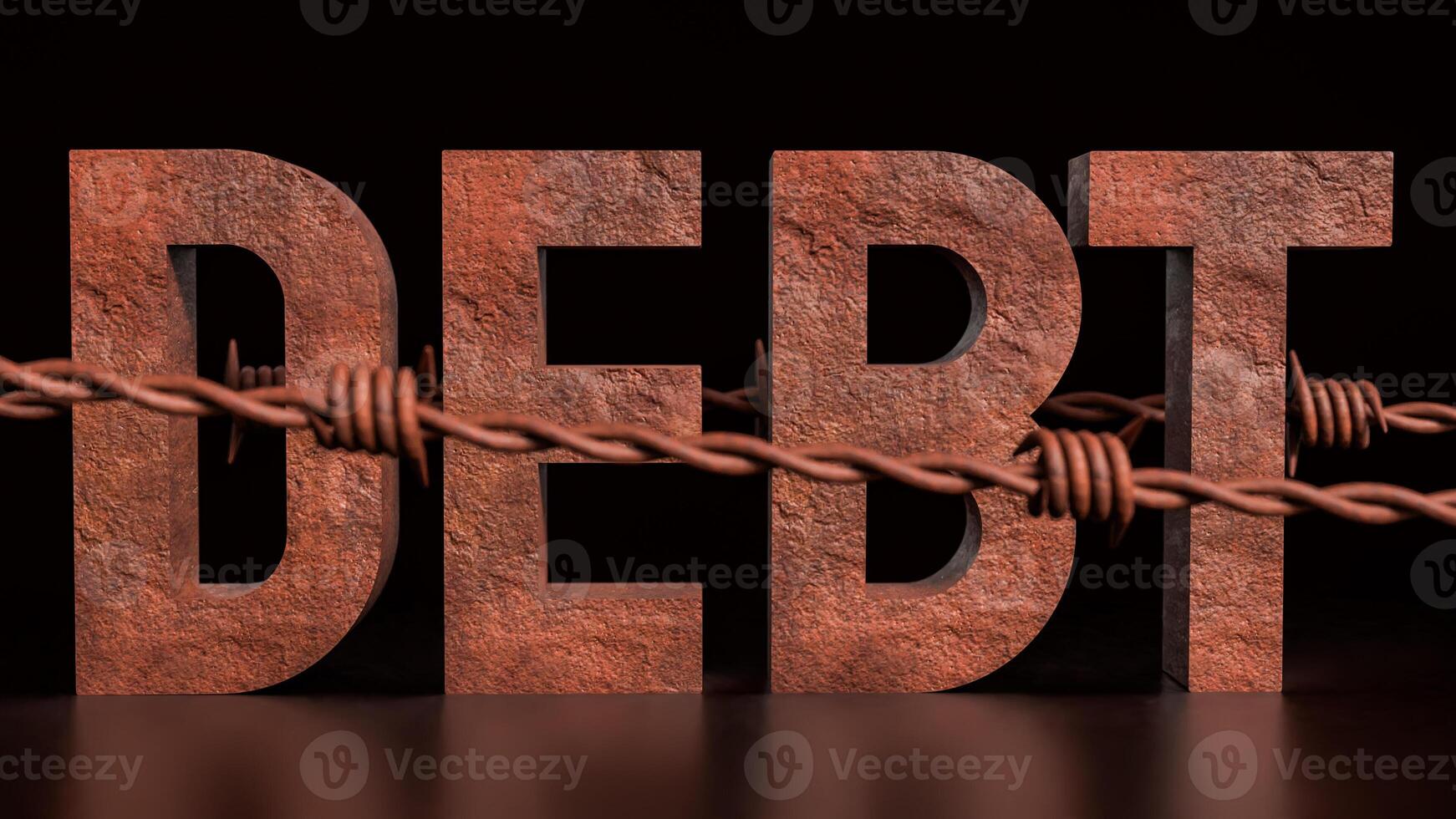 The Debt and barbed wire for Business concept 3d rendering. photo