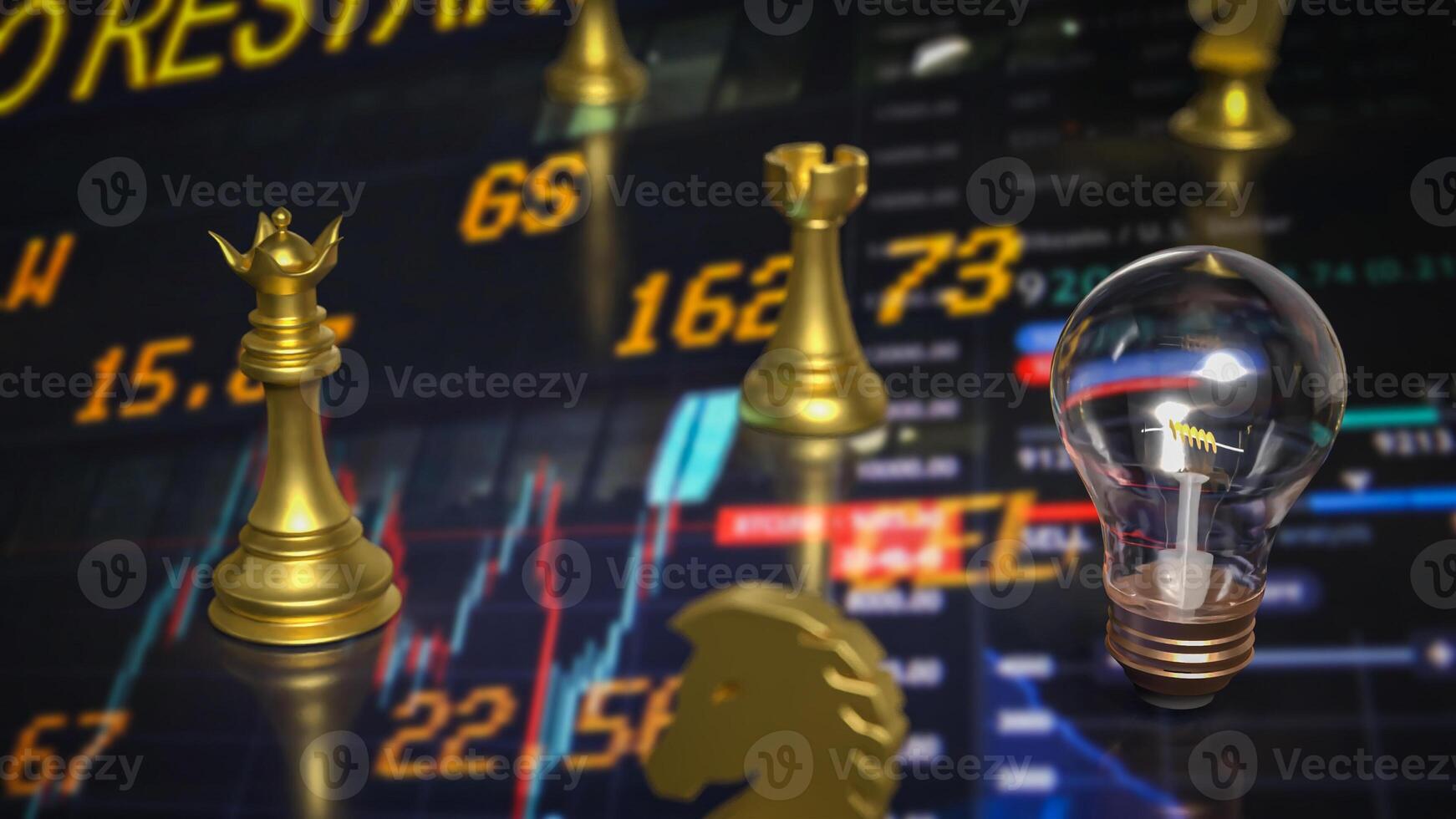 The light bulb and chess for idea or business concept 3d rendering. photo