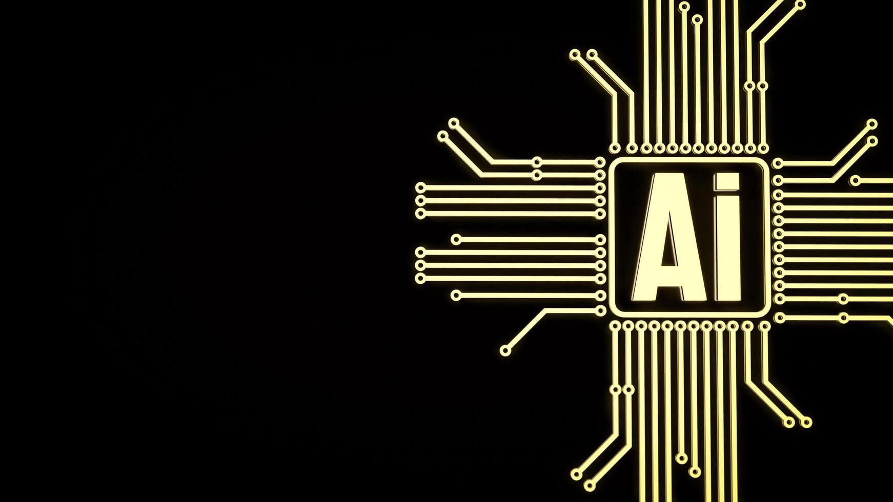 The gold ai text and electric logic on black background for technology concept 3d rendering. photo