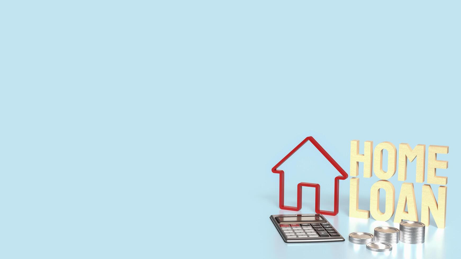 The house icons and text Home loan for real estate or property concept 3d rendering. photo
