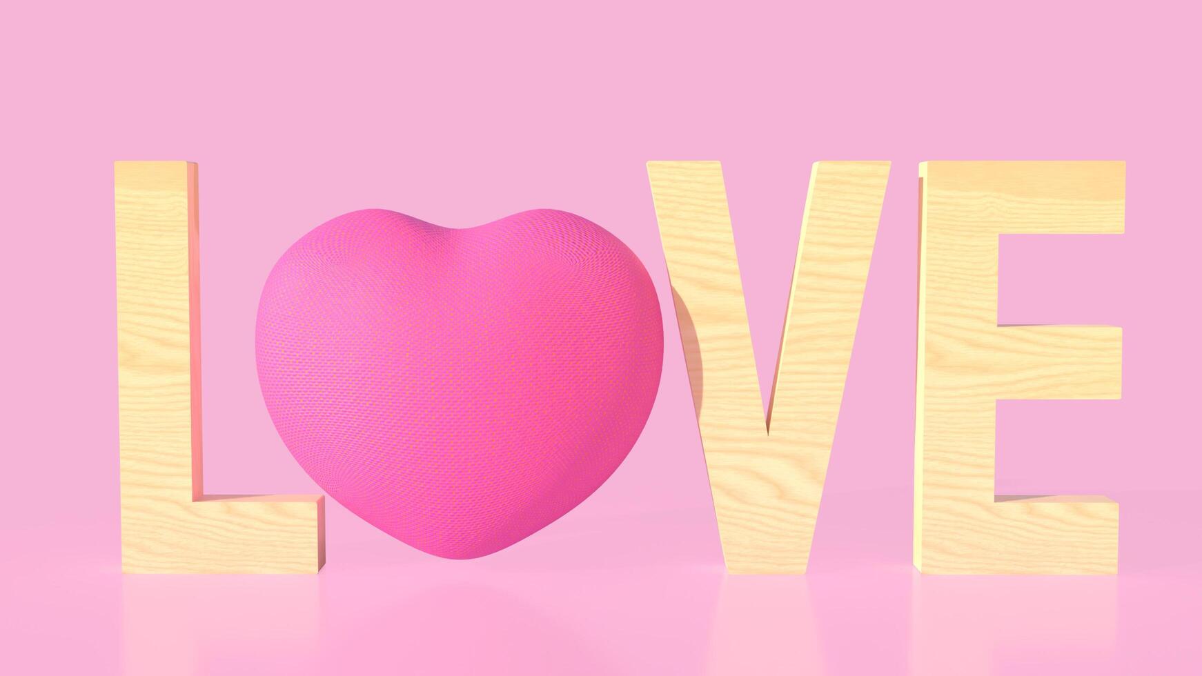The pink Heart and text for love concept 3d rendering. photo