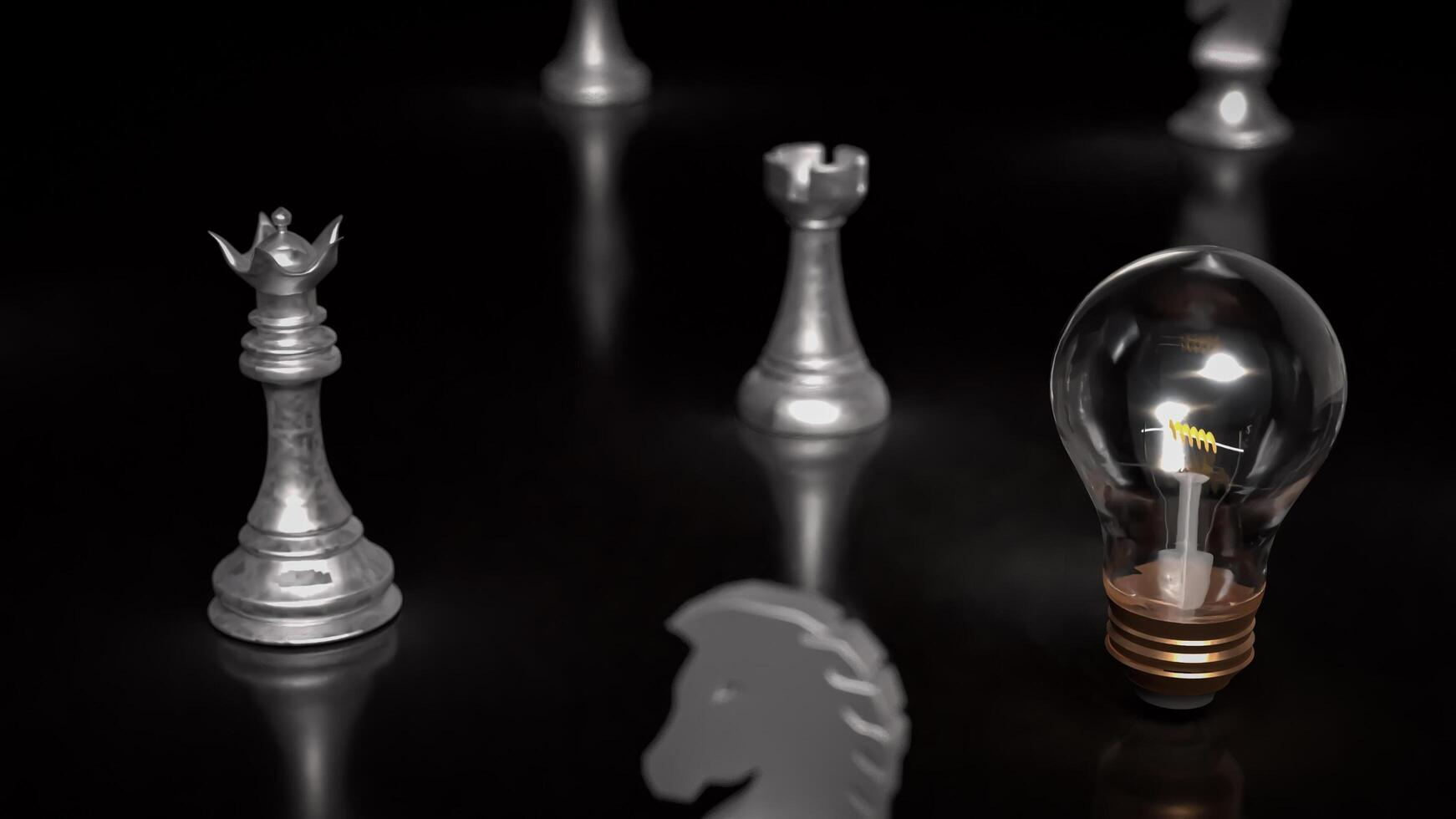 The light bulb and chess for idea or business concept 3d rendering. photo