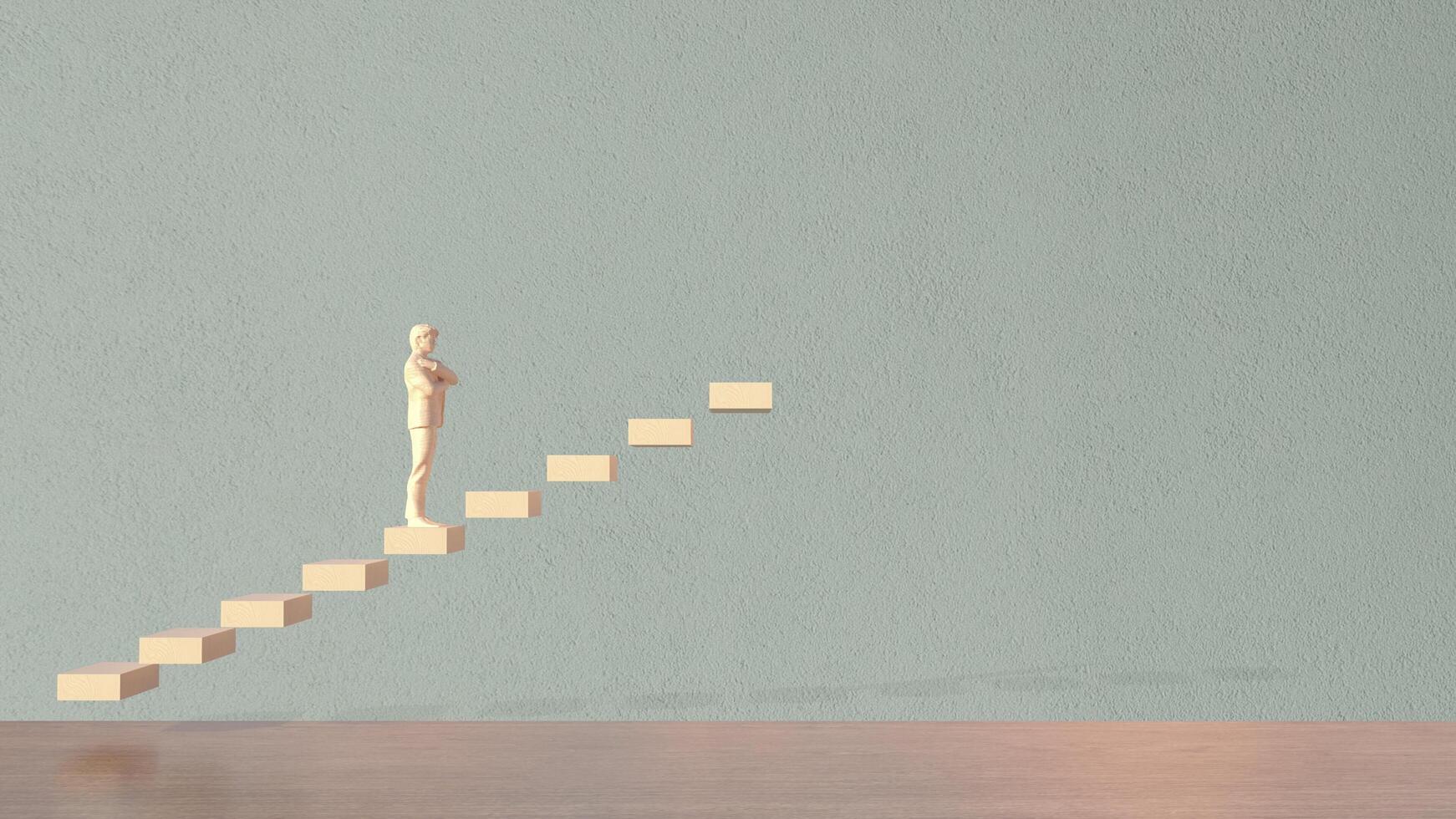 The Man on stair for Business concept 3d rendering. photo