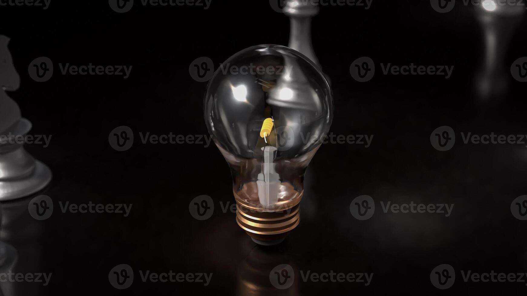The light bulb and chess for idea or business concept 3d rendering. photo