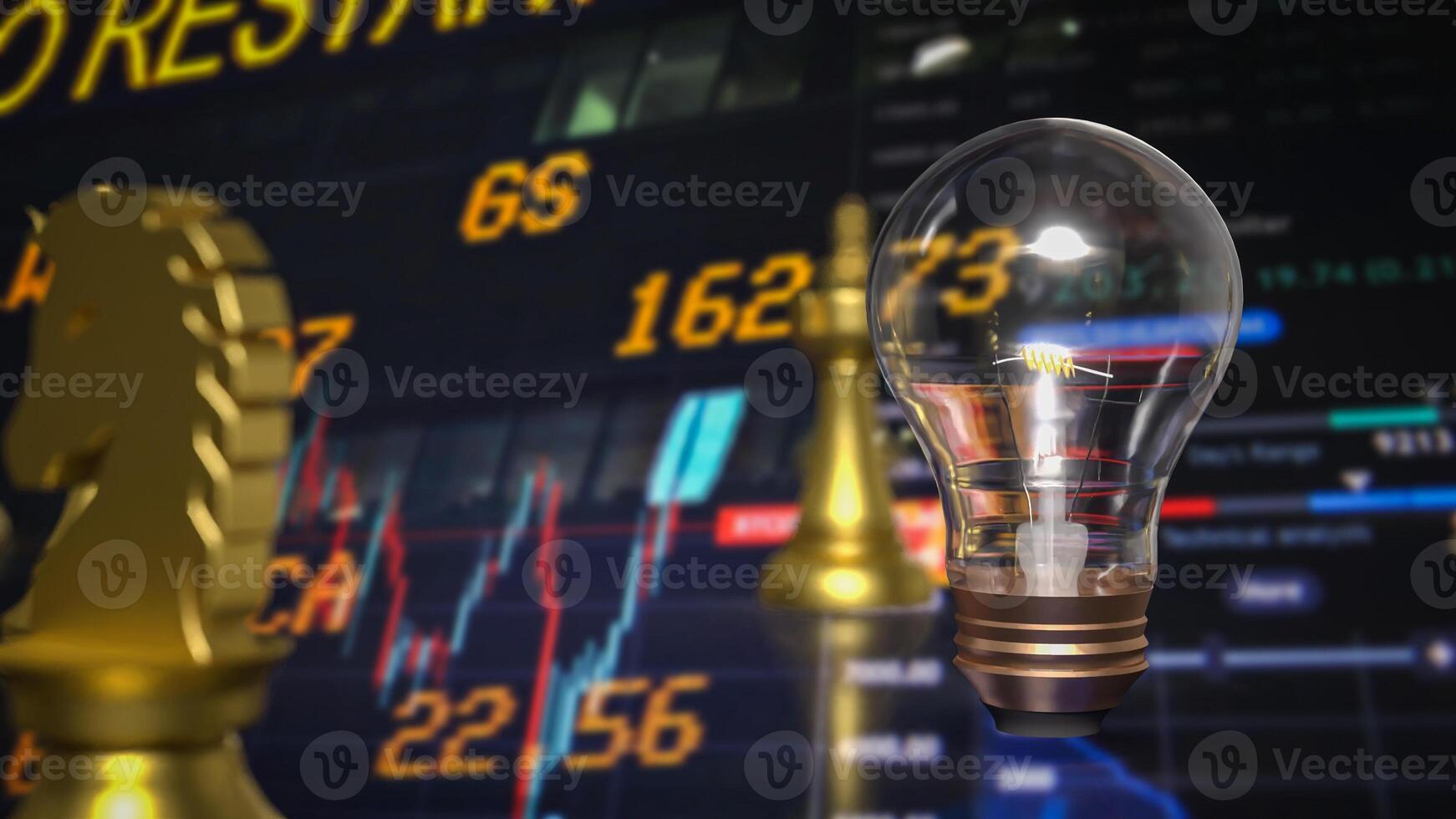 The light bulb and chess for idea or business concept 3d rendering. photo