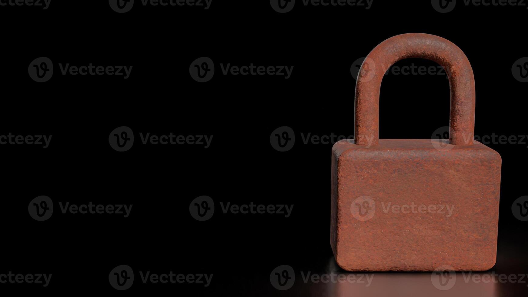 The Rusty lock for Cybersecurity or technology concept 3d rendering. photo