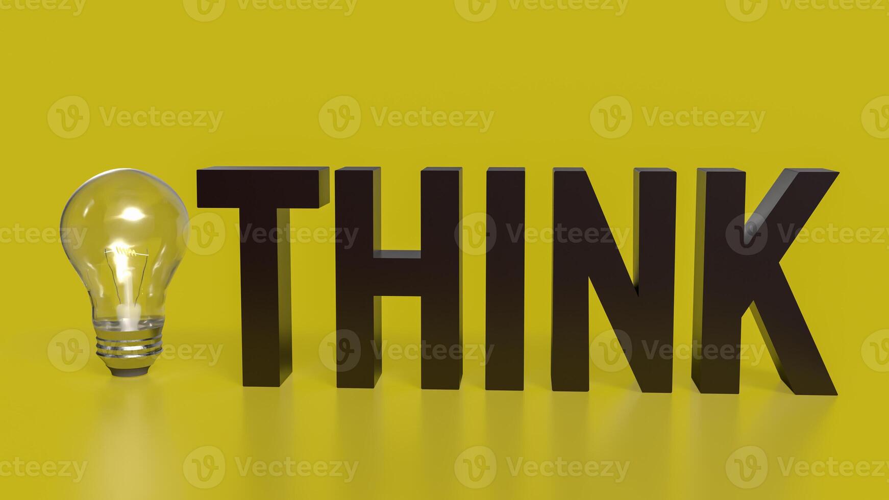 The Think text and Light Bulb for idea or creative concept 3d rendering. photo