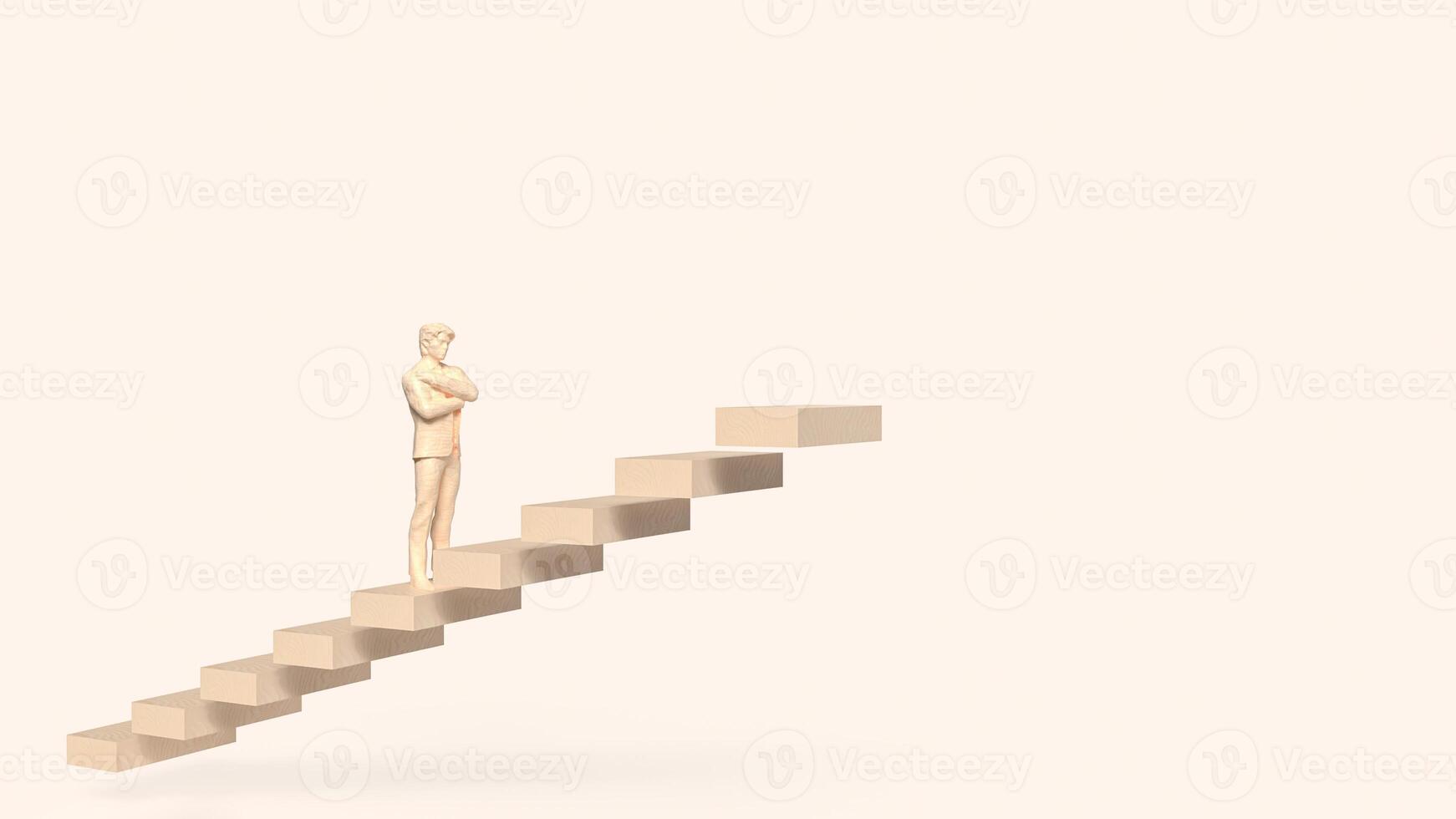 The Man on stair for Business concept 3d rendering. photo