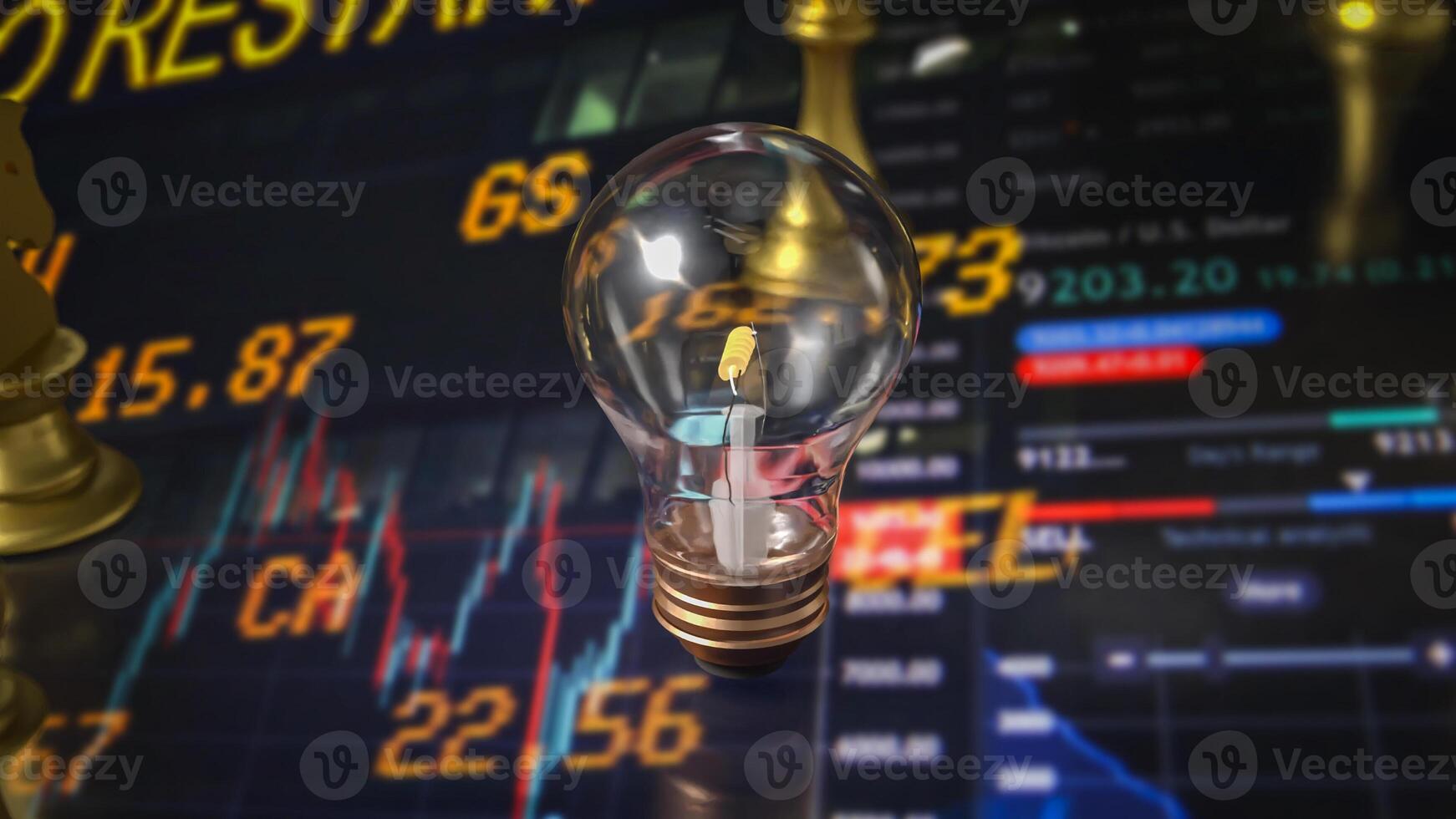 The light bulb and chess for idea or business concept 3d rendering. photo