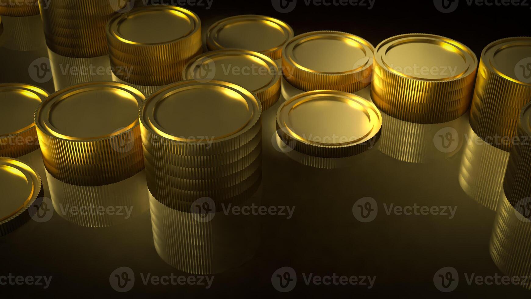 The gold coins on black background for Business concept 3d rendering photo