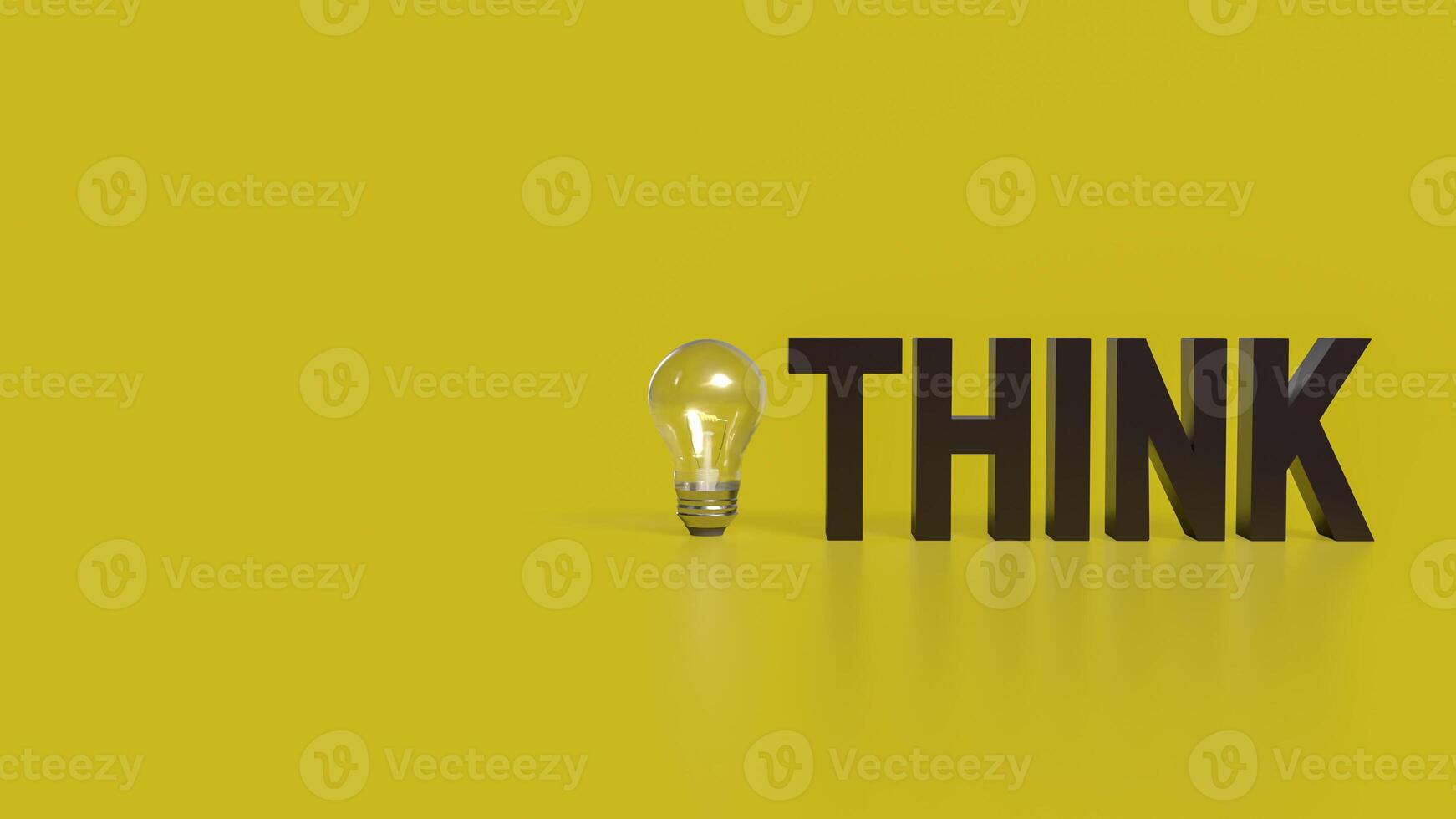 The Think text and Light Bulb for idea or creative concept 3d rendering. photo