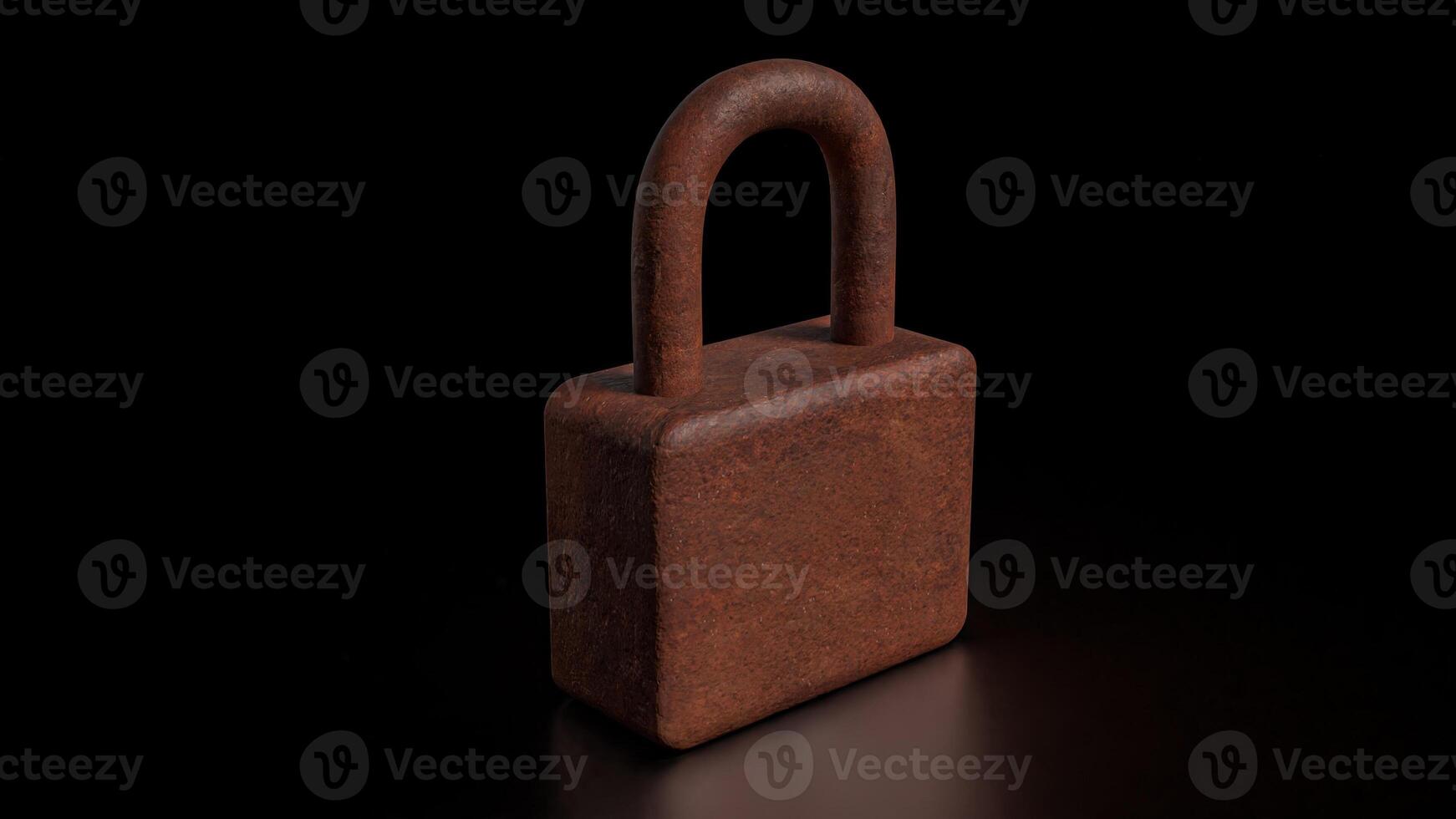 The Rusty lock for Cybersecurity or technology concept 3d rendering. photo