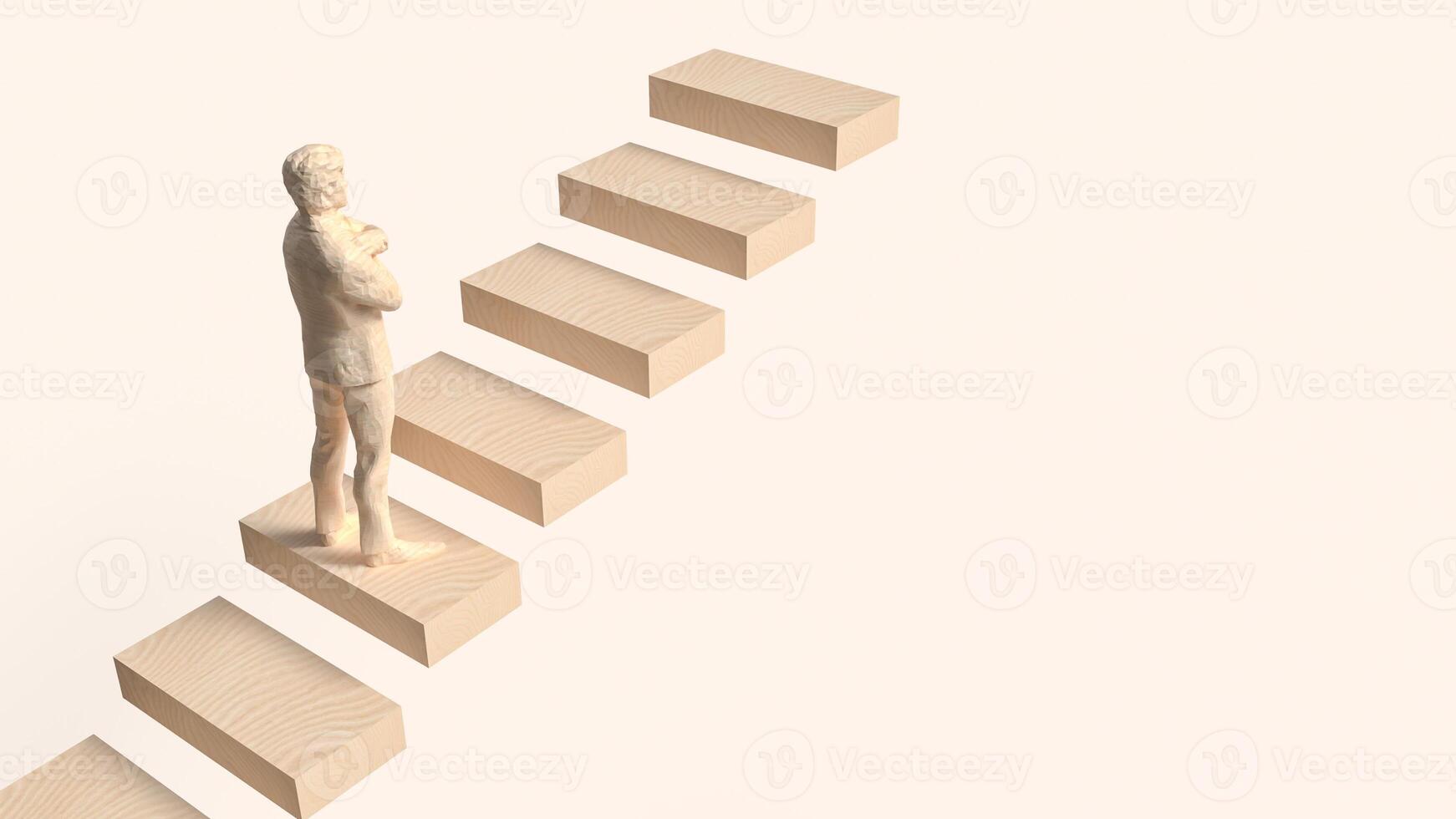 The Man on stair for Business concept 3d rendering. photo