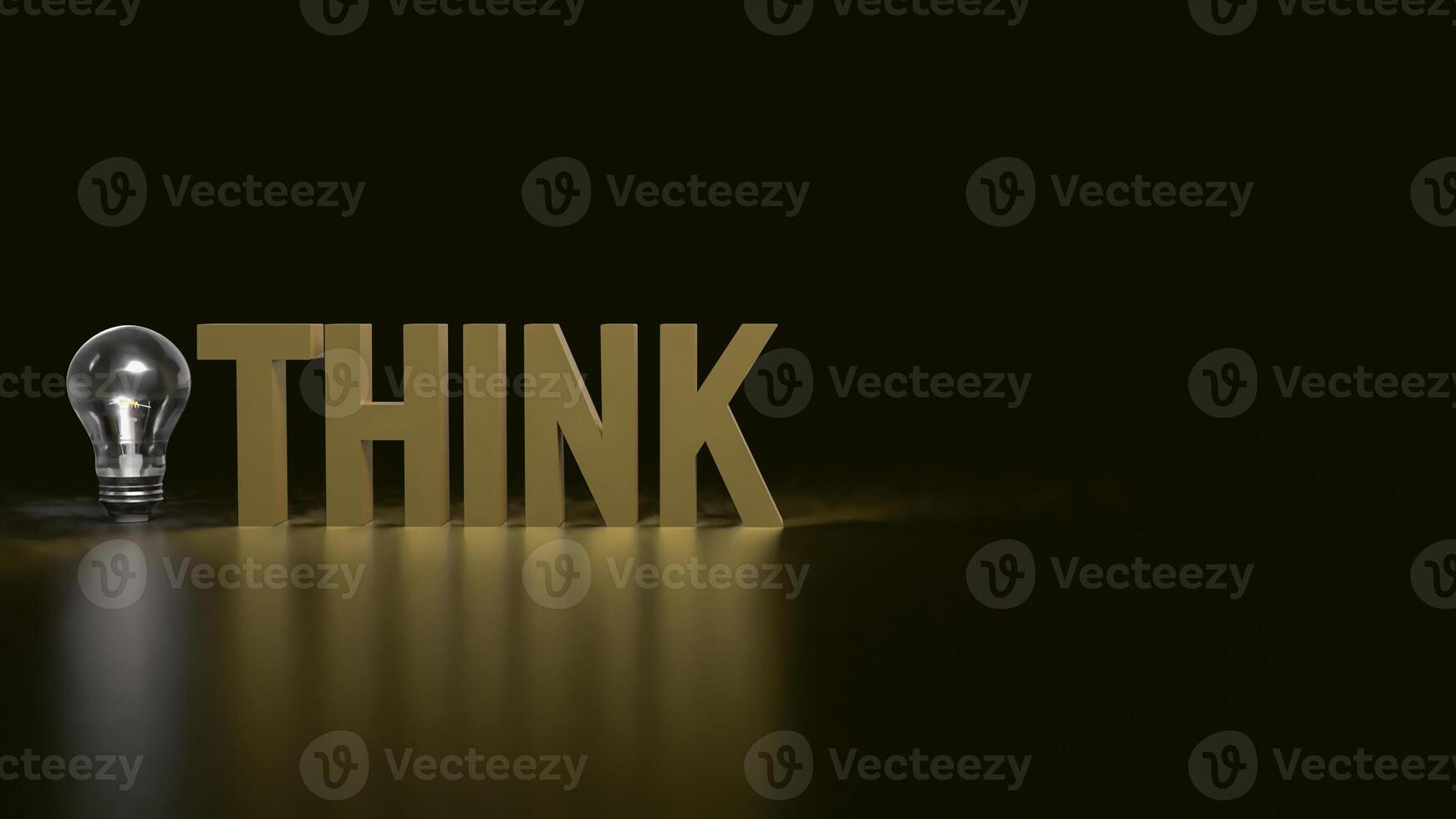 The Think text and Light Bulb for idea or creative concept 3d rendering. photo