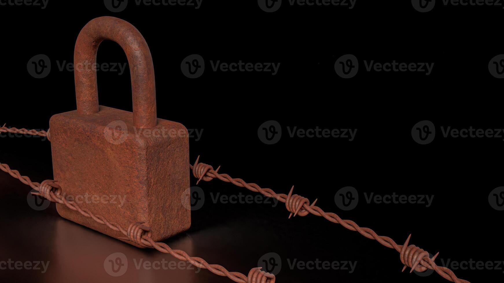 The Rusty lock for Cybersecurity or technology concept 3d rendering. photo