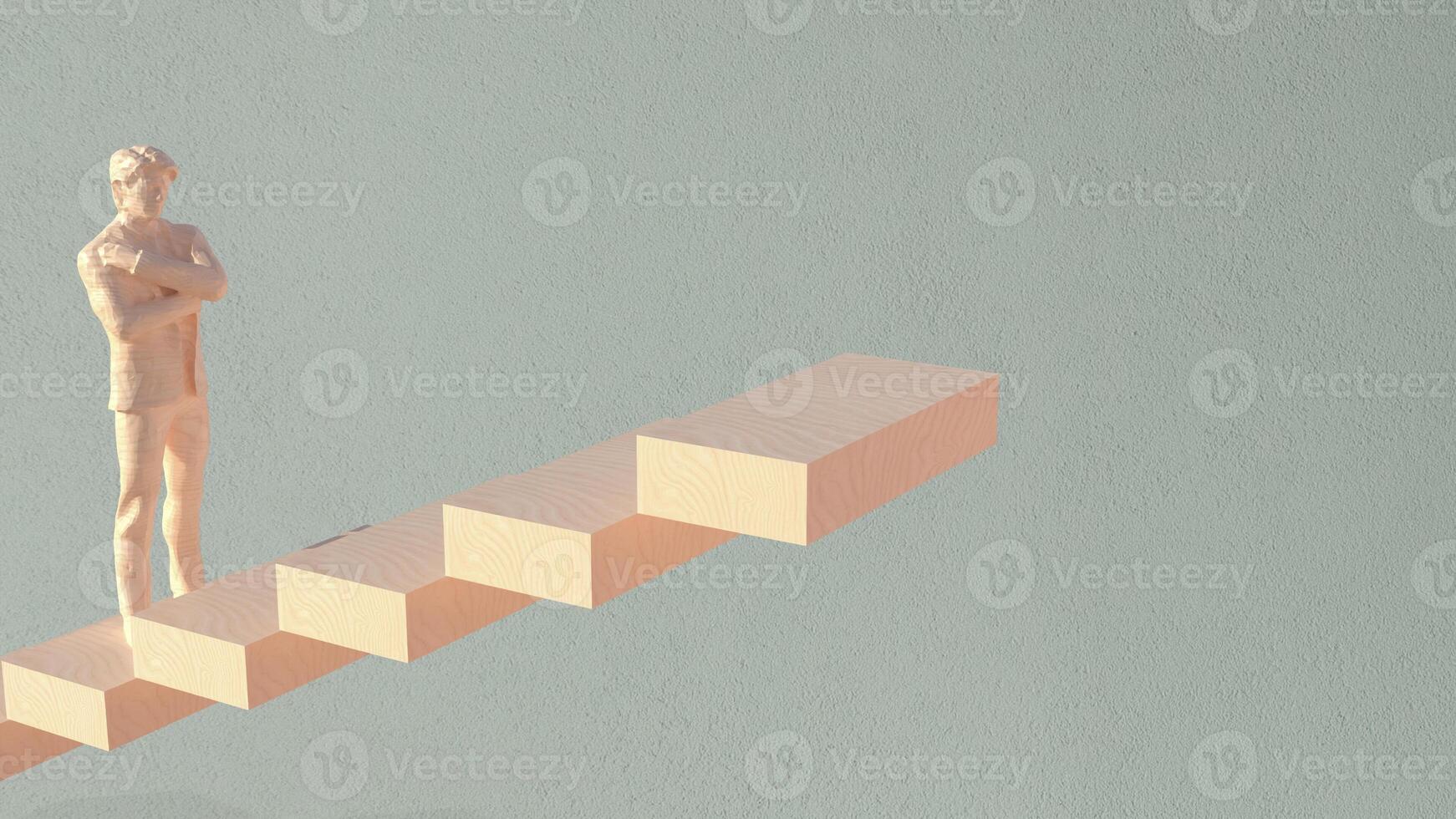 The Man on stair for Business concept 3d rendering. photo