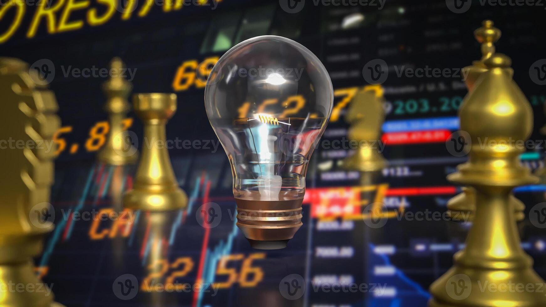 The light bulb and chess for idea or business concept 3d rendering. photo