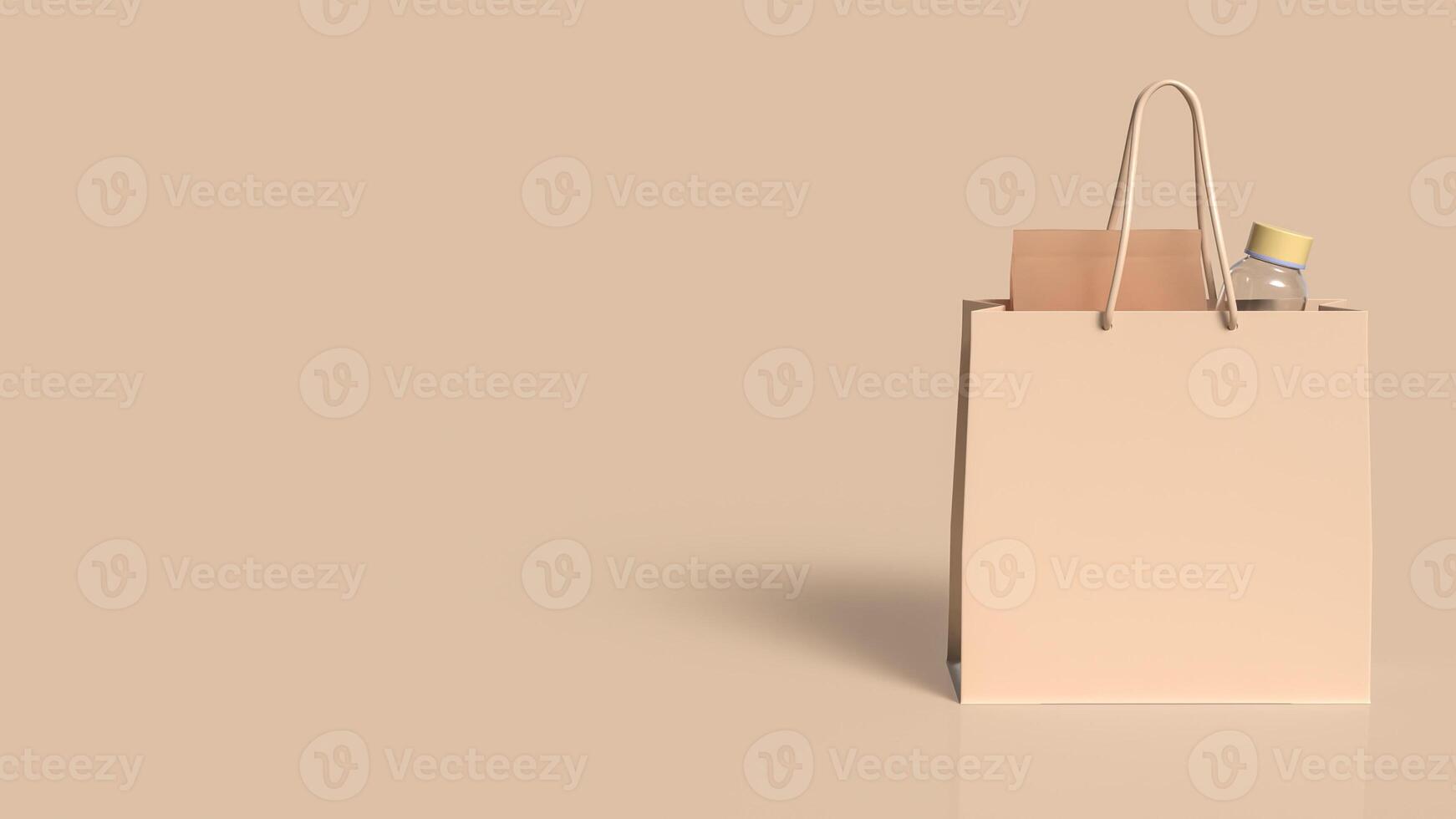 The Shopping bag for food or promotion concept 3d rendering. photo