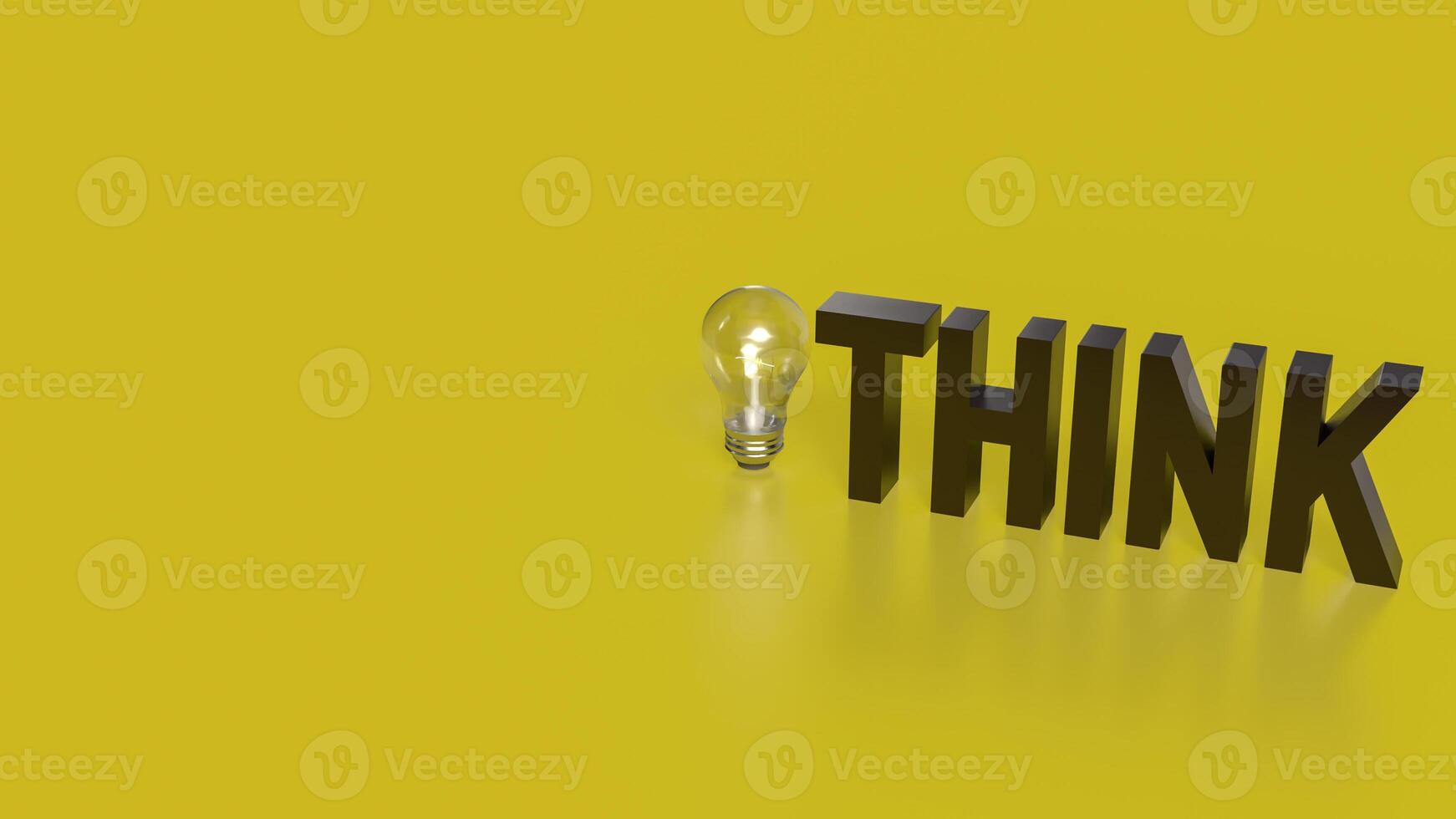 The Think text and Light Bulb for idea or creative concept 3d rendering. photo