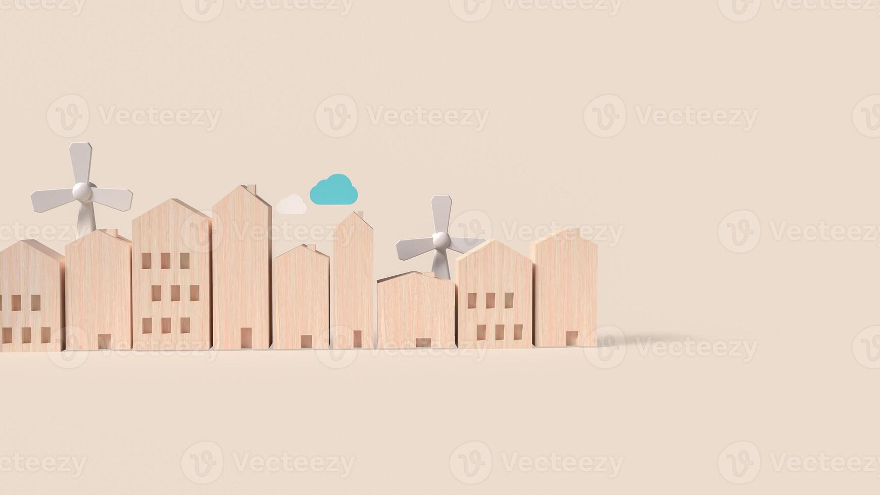 The city and windmill for eco power concept 3d rendering photo