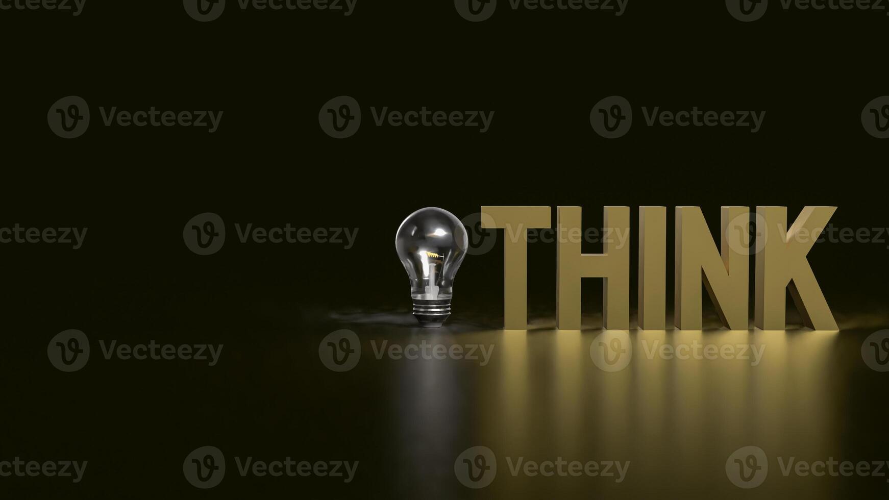 The Think text and Light Bulb for idea or creative concept 3d rendering. photo