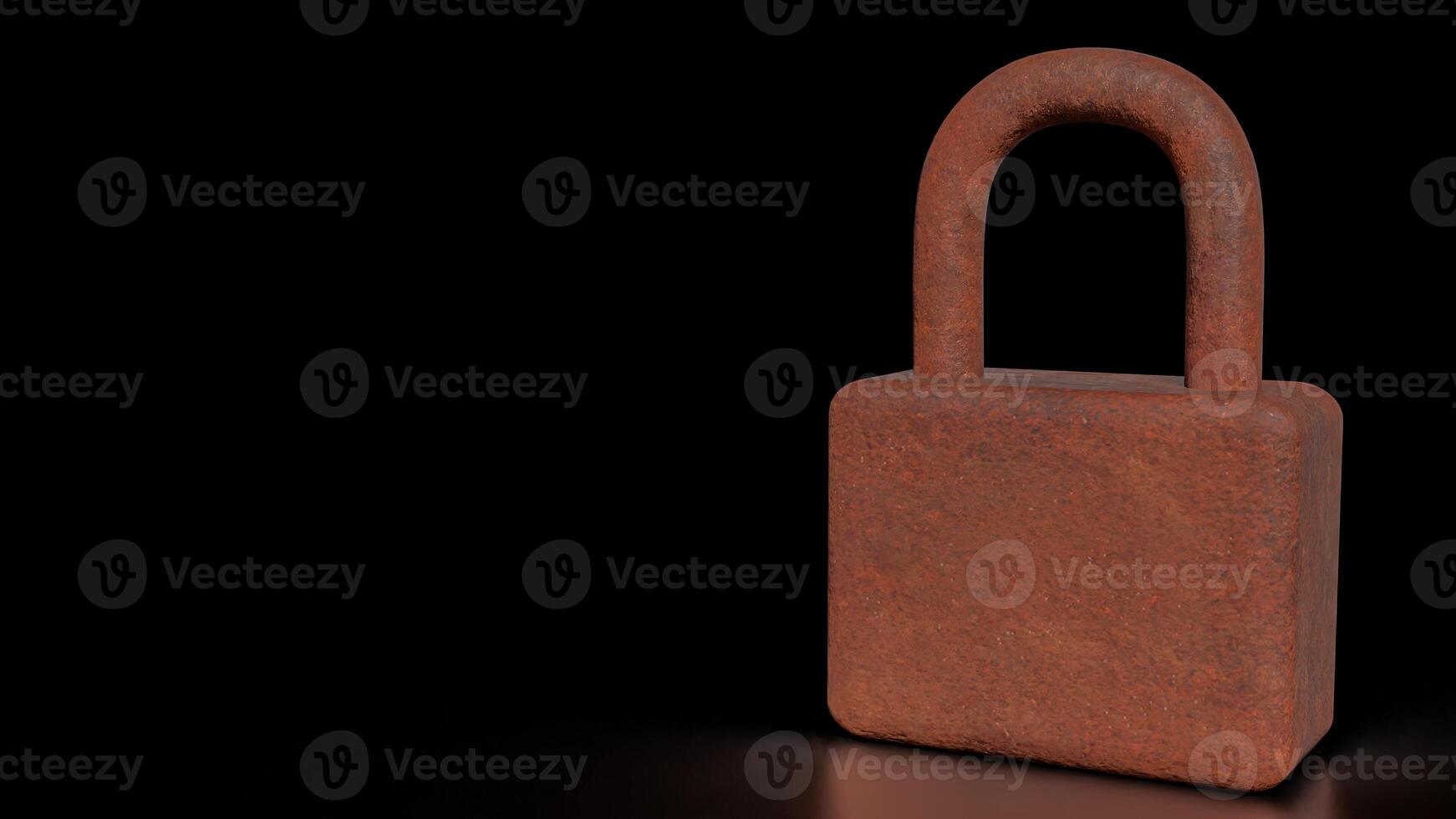 The Rusty lock for Cybersecurity or technology concept 3d rendering. photo