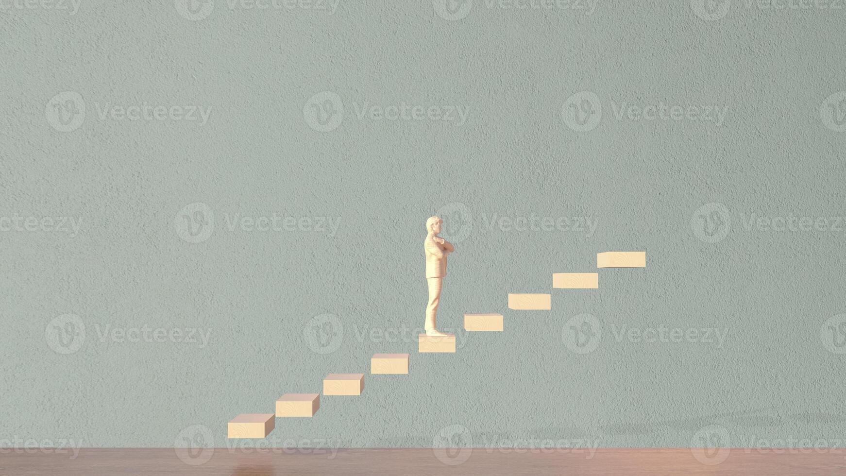 The Man on stair for Business concept 3d rendering. photo