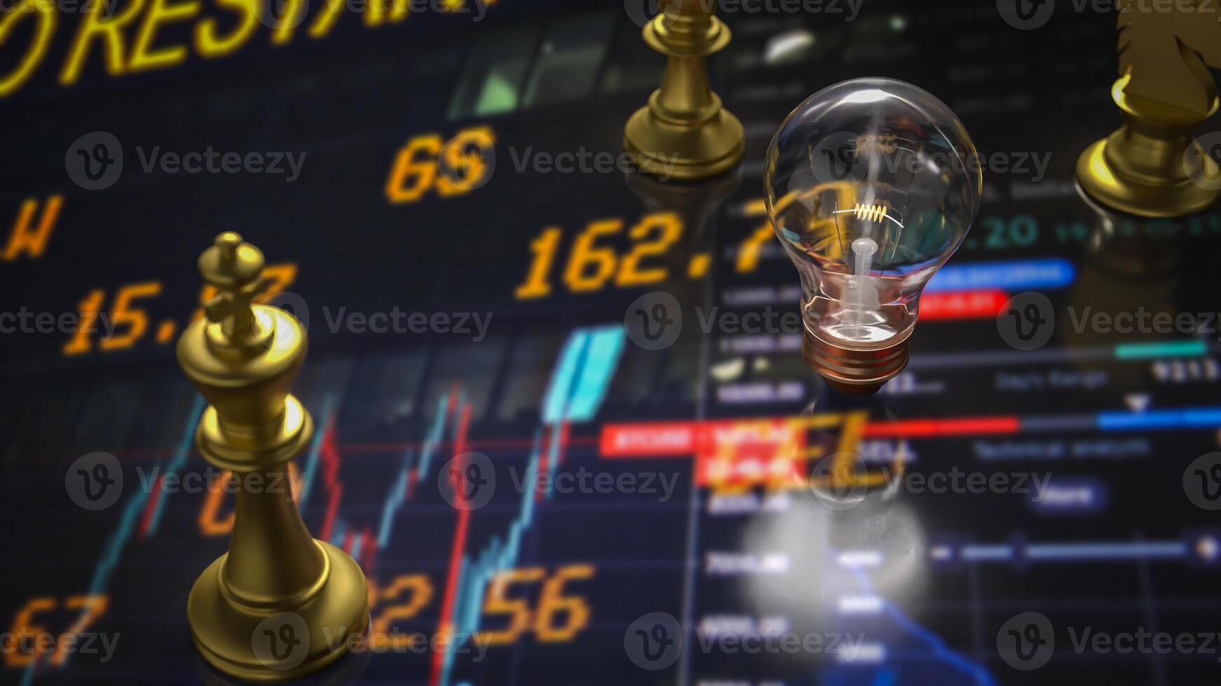 The light bulb and chess for idea or business concept 3d rendering. photo