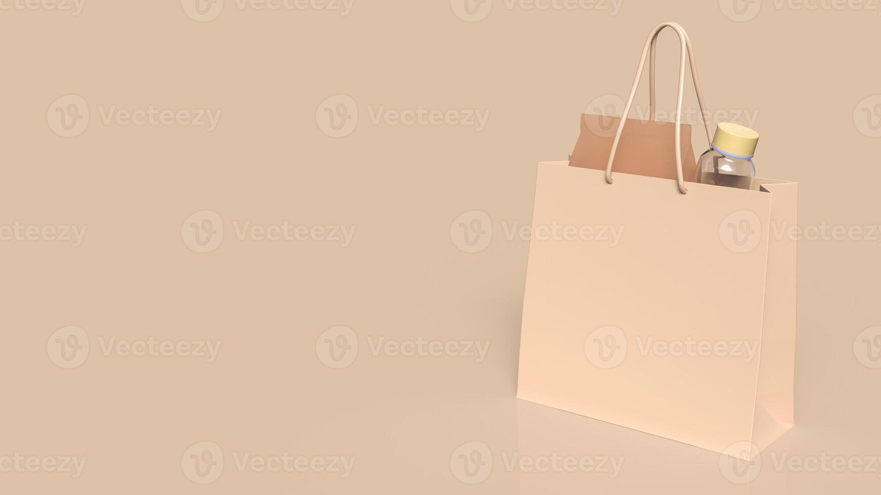 The Shopping bag for food or promotion concept 3d rendering. photo