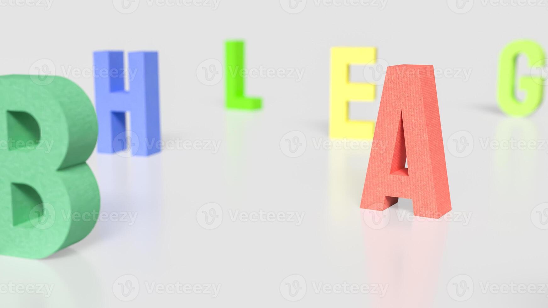 The alphabet multi color on white background for education or kid concept 3d rendering. photo