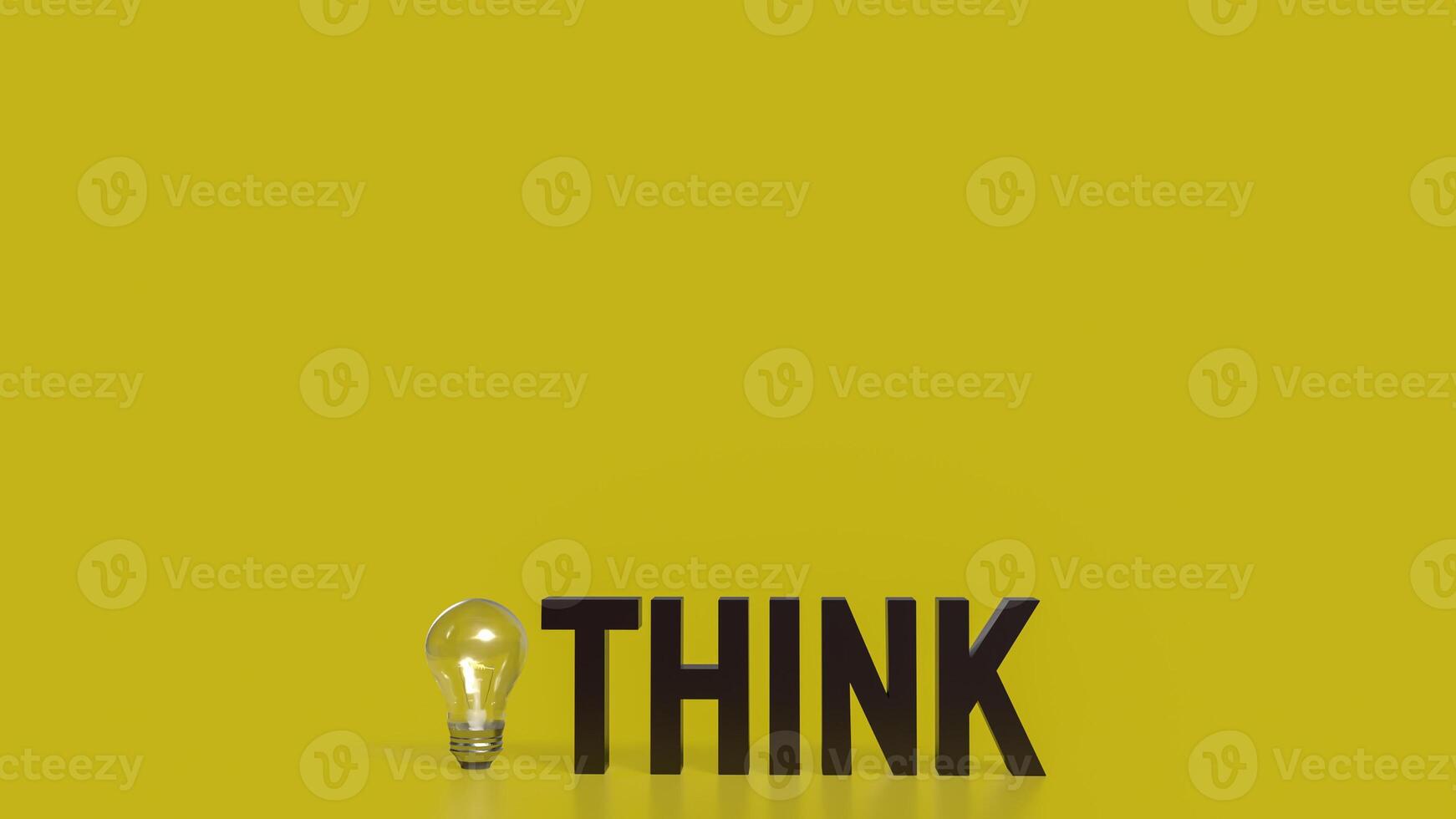 The Think text and Light Bulb for idea or creative concept 3d rendering. photo