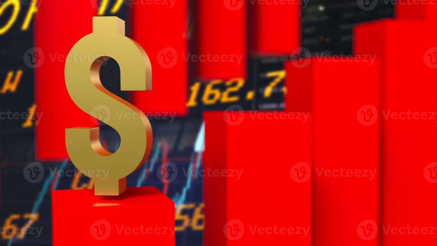 The red dollar symbol on Business background 3d rendering. photo