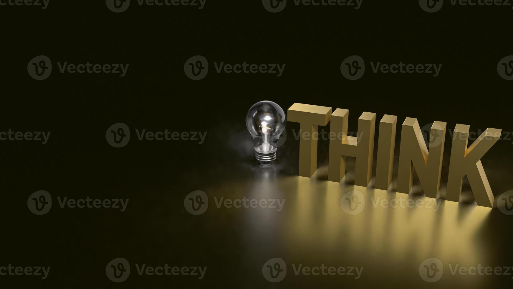 The Think text and Light Bulb for idea or creative concept 3d rendering. photo