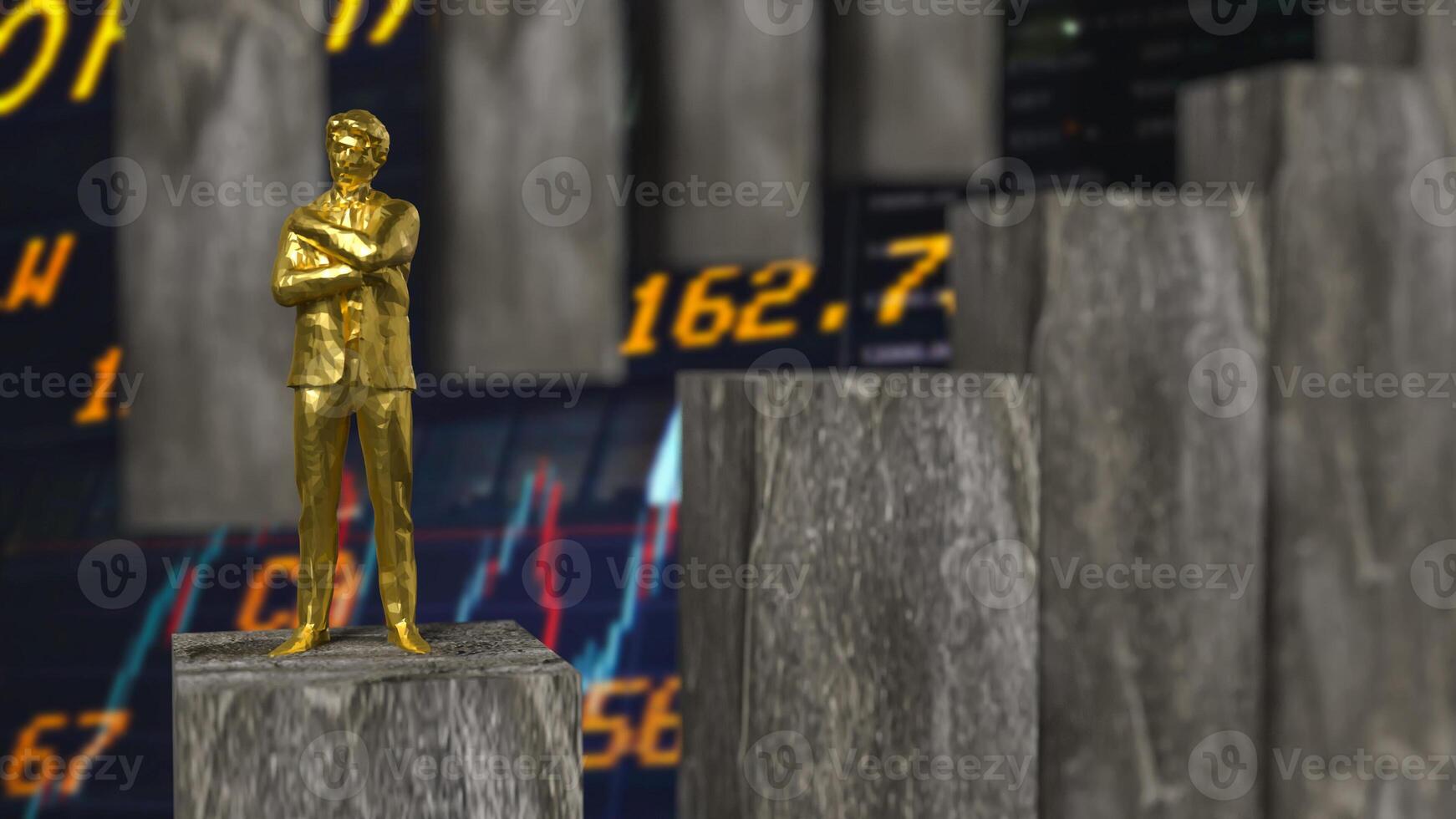 The man and business chart background 3d rendering. photo
