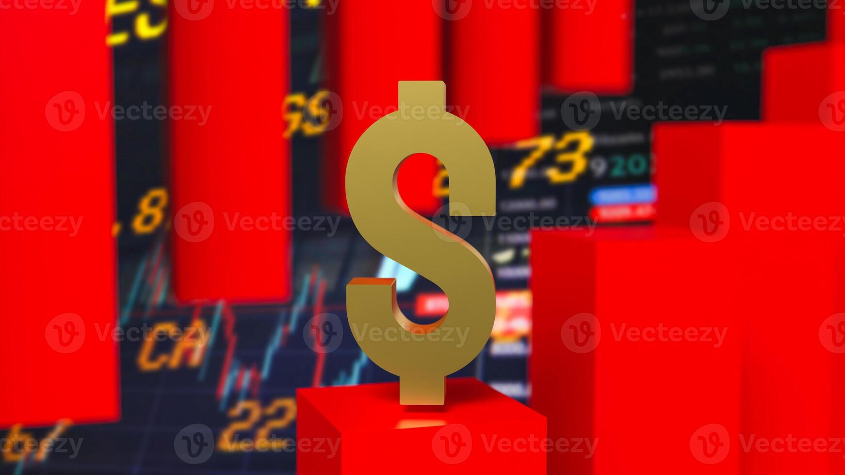The red dollar symbol on Business background 3d rendering. photo