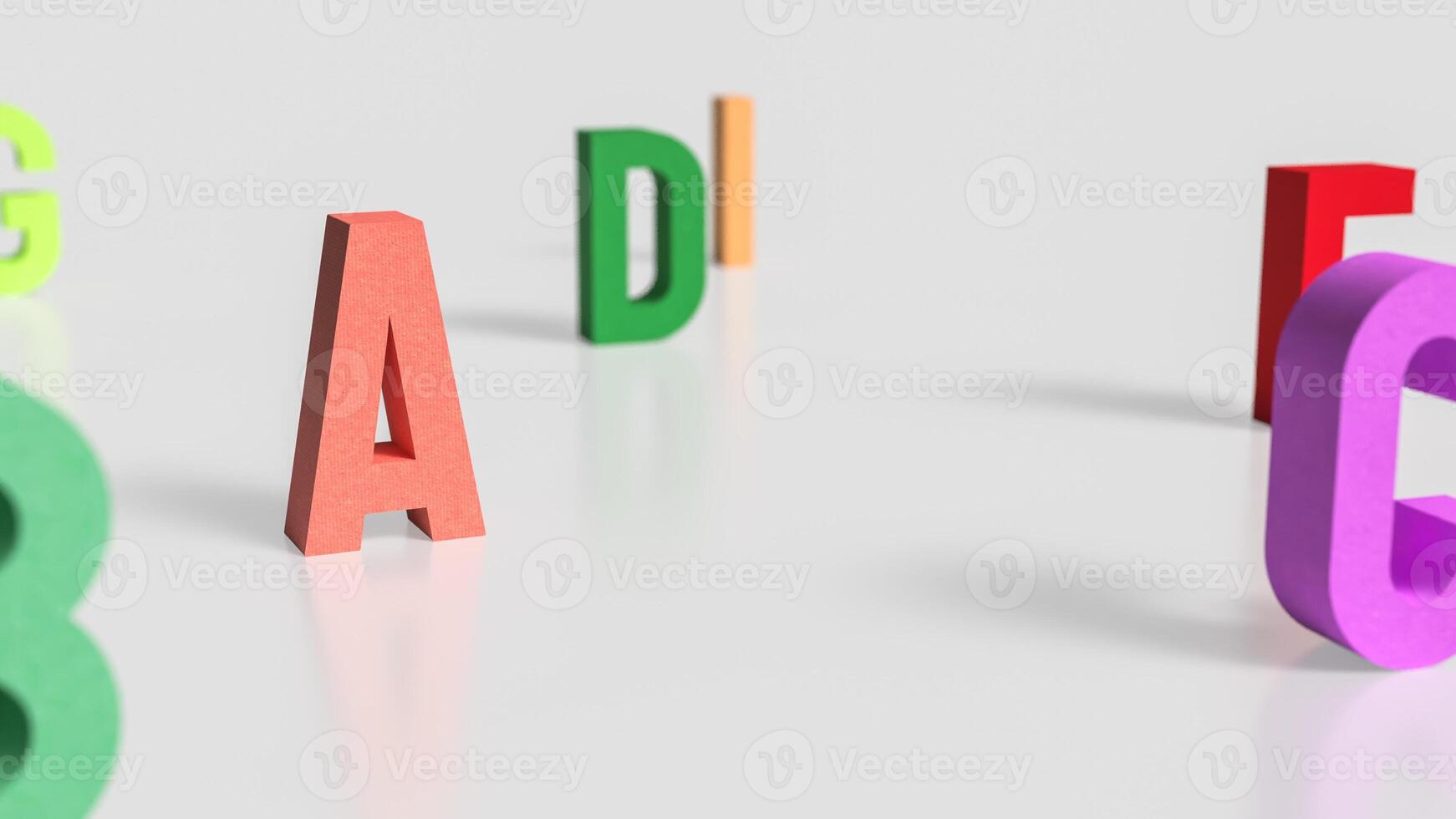 The alphabet multi color on white background for education or kid concept 3d rendering. photo