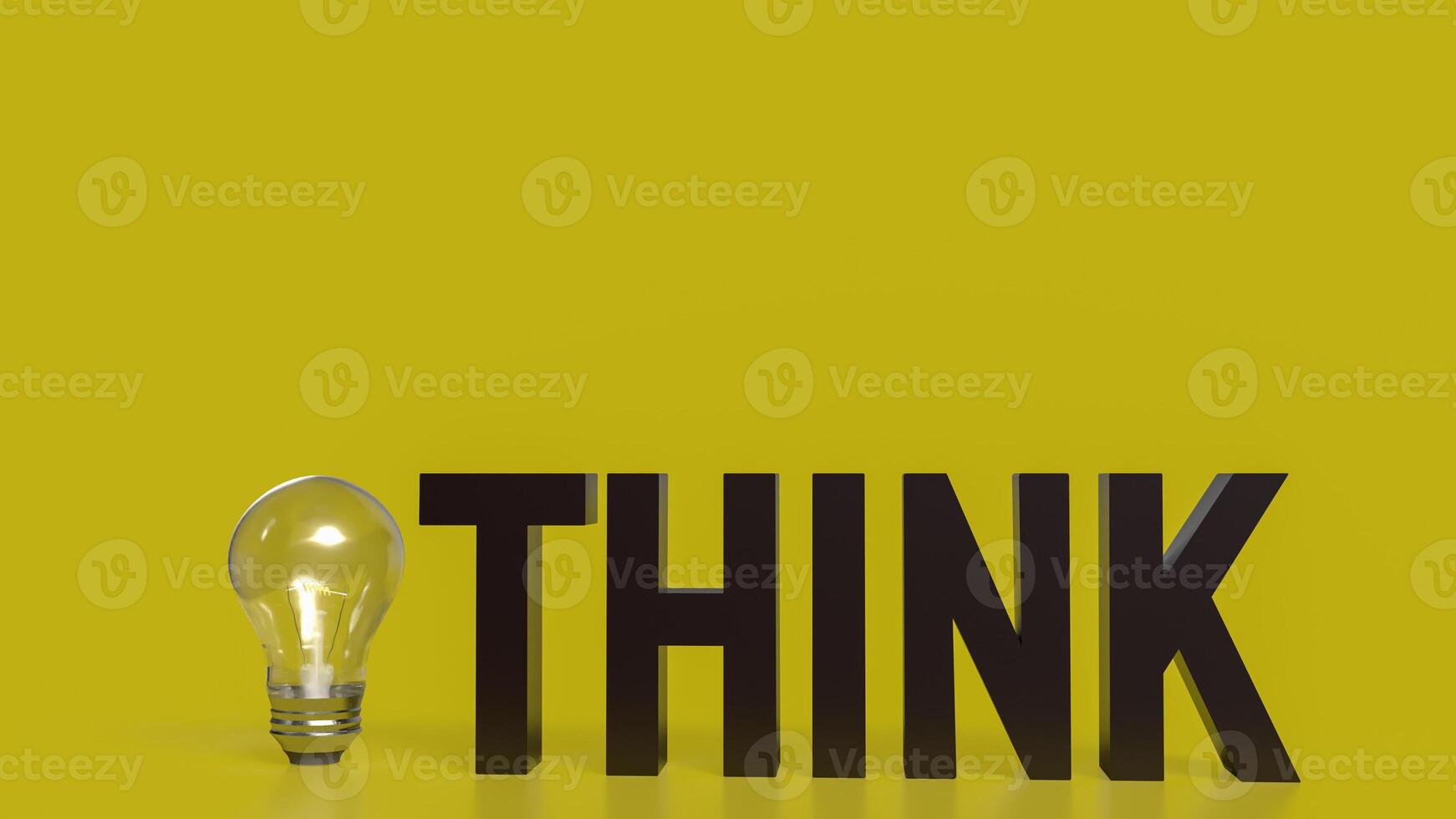 The Think text and Light Bulb for idea or creative concept 3d rendering. photo