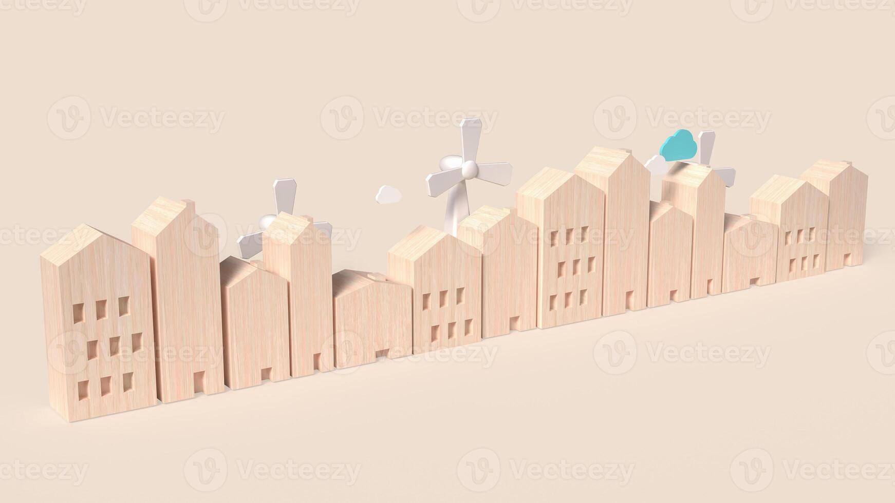 The city and windmill for eco power concept 3d rendering photo