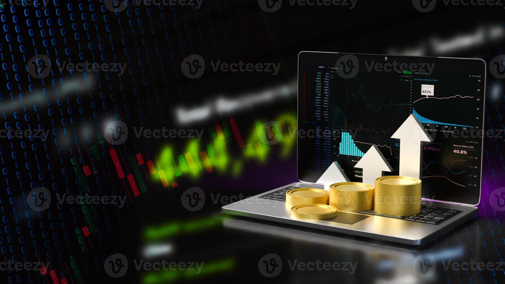 The Notebook and chart for Business concept 3d rendering. photo