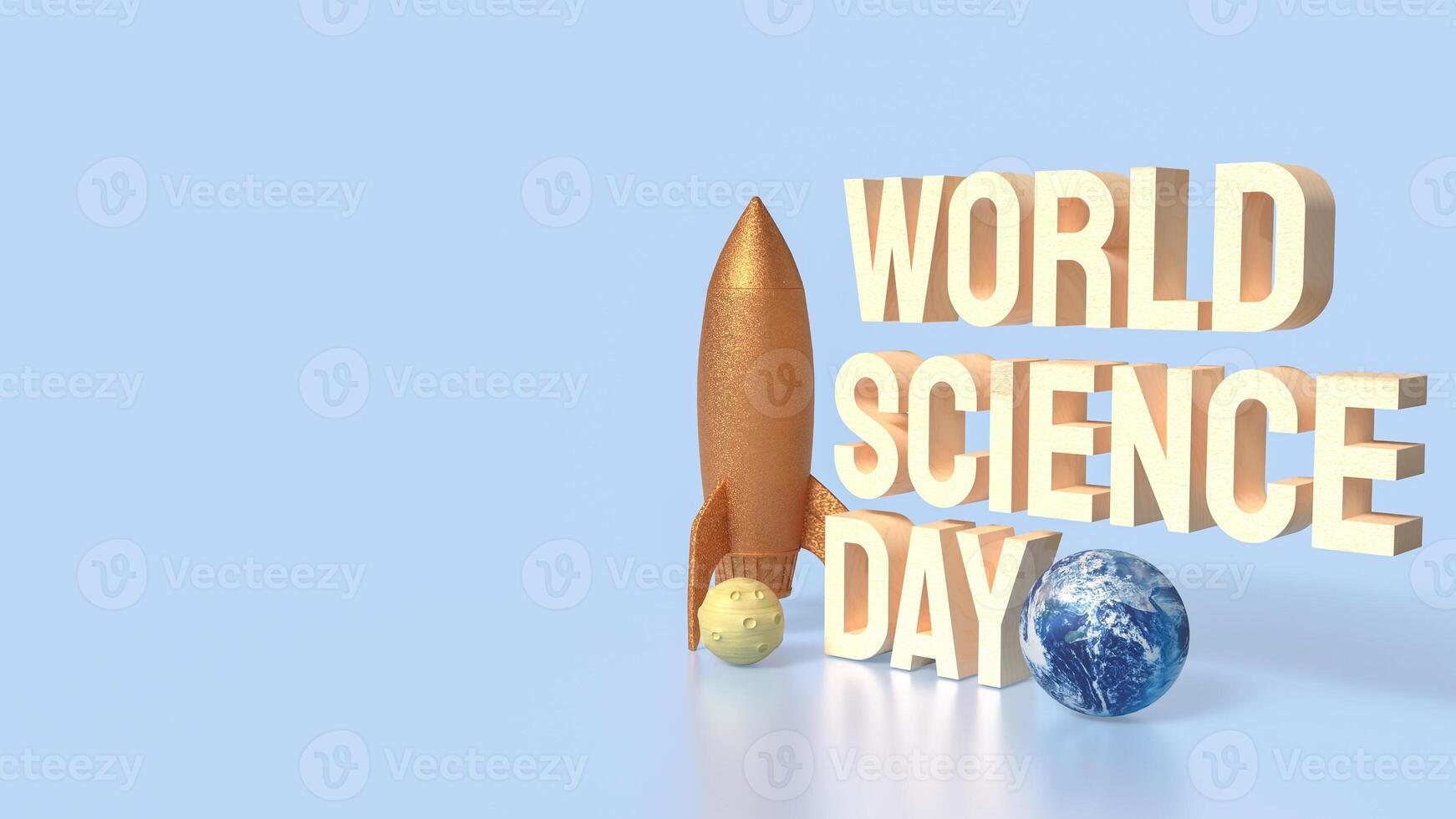 The rocket and earth for world science day concept 3d rendering. photo