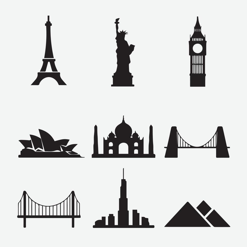 a collection of different types of buildings icons vector