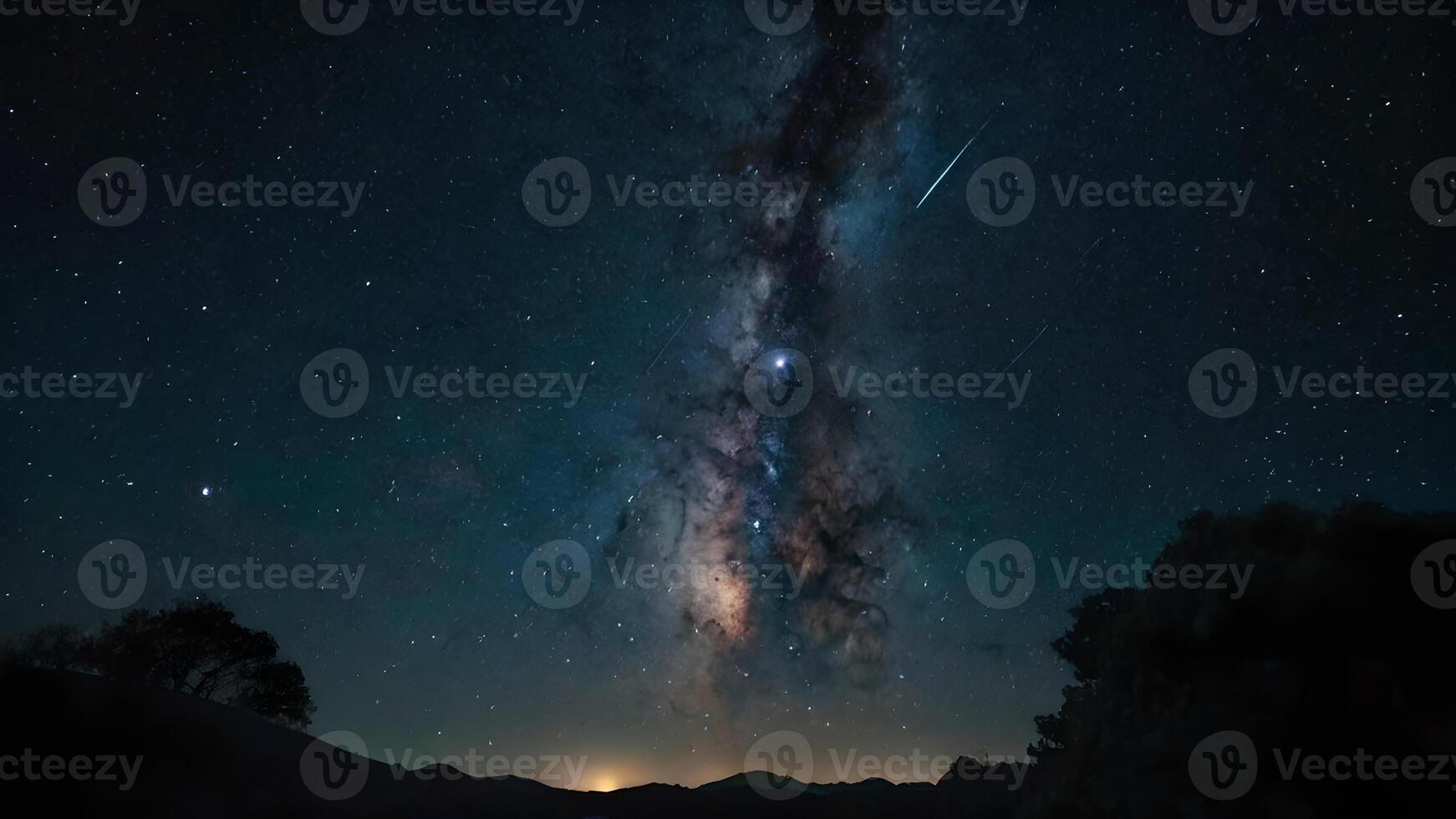 Night Sky Filled With Stars And The Milky Way Galaxy photo