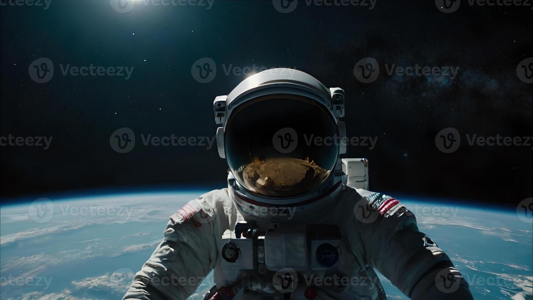 Astronaut Gazing At Earth From Space photo