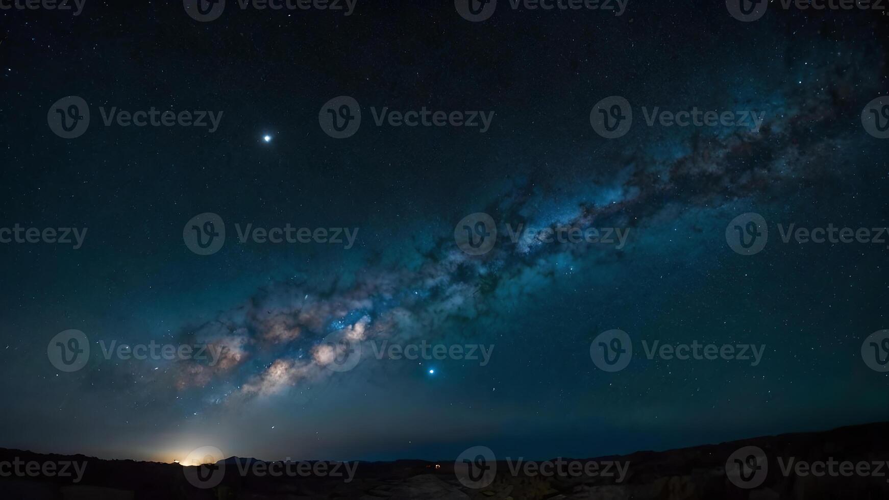 Stunning Panorama Of Milky Way Galaxy In Night Sky photo