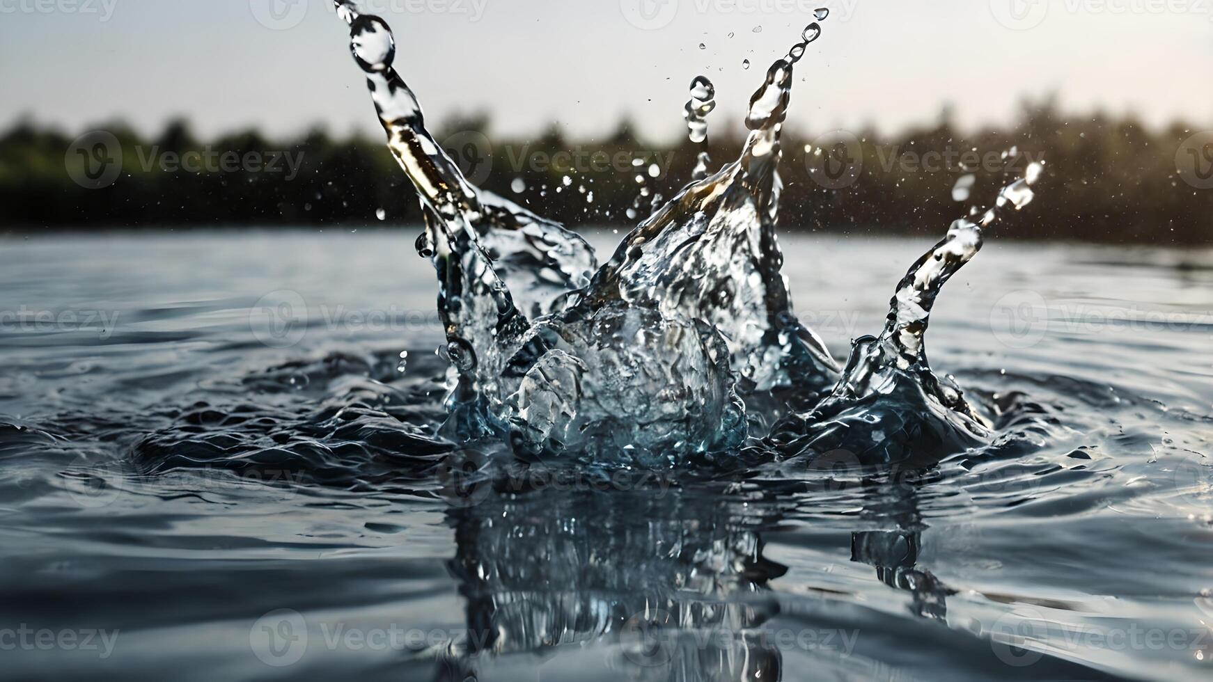 Water Droplet Splashing and Creating a Beautiful Pattern on the Surface of the Water photo