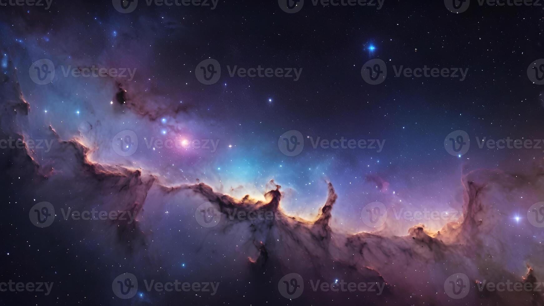 Cosmic Nebulae in a Starry Night Sky photo